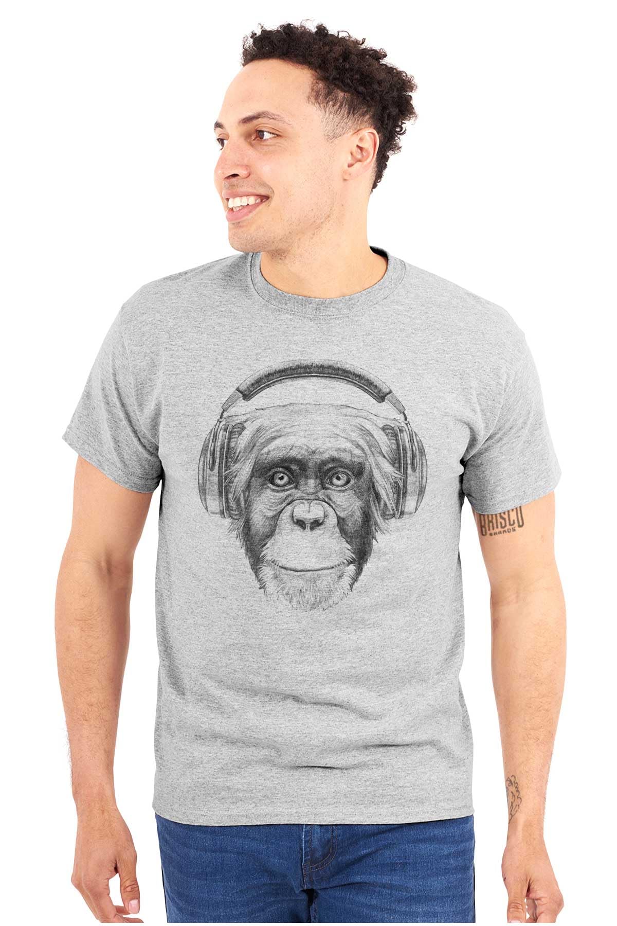 Smile Monkey Headphones Hipster Graphic T-Shirt for Men & Women - Cool Funny Casual Tee for Music Lovers & Streetwear Fashion