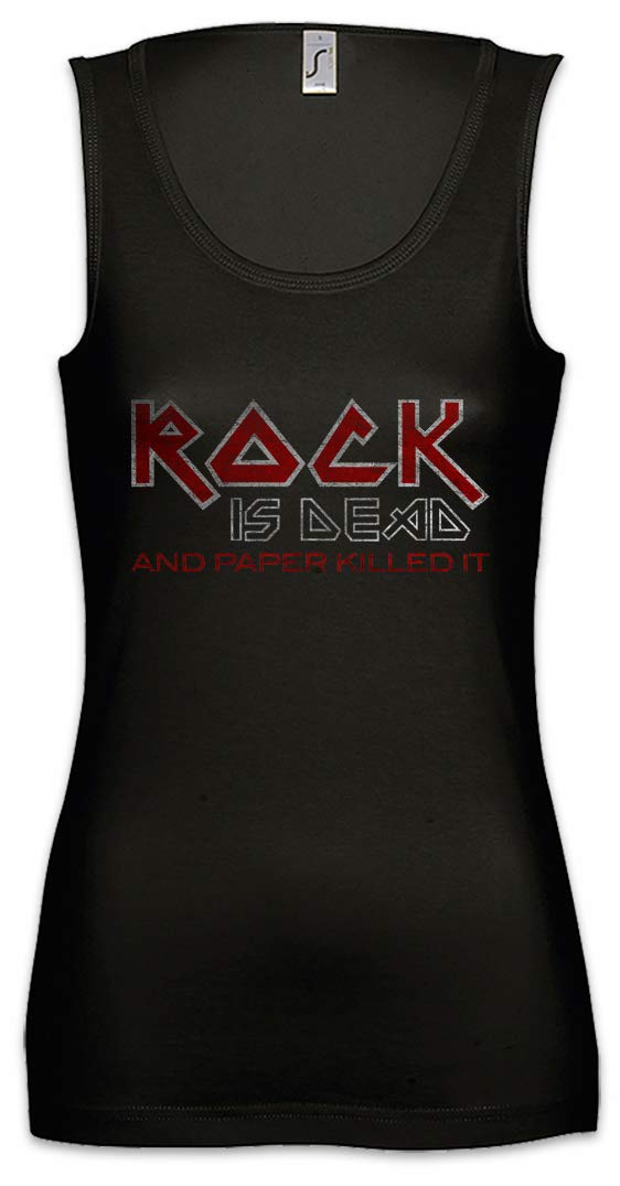 Urban Backwoods Rock is Dead & Paper Women's Tank Top - Gym Fitness Training Shirt for Workouts, Running & Yoga | Trendy Casual Streetwear