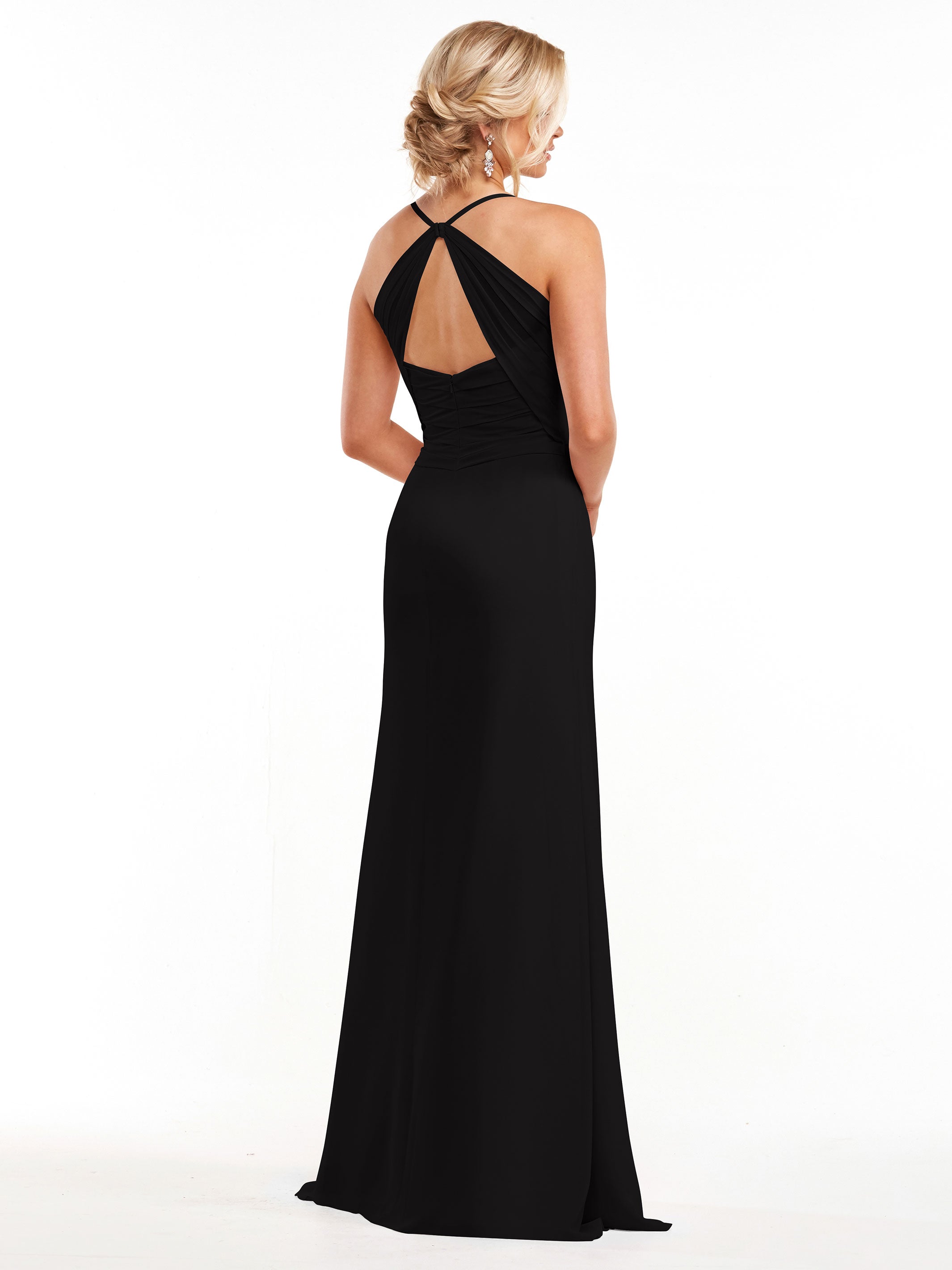 Elegant A-Line Chiffon Bridesmaid Dress with High Slit - 80167 | Flowy Wedding Party Gown for Formal Events & Special Occasions
