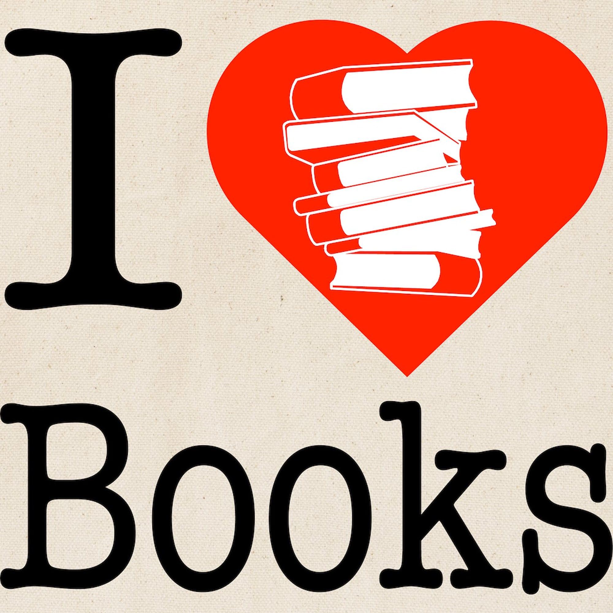 I Heart Books Tote Bag - Natural Canvas Reusable Shopping Bag for Book Lovers | Eco-Friendly Grocery Bag, Library Tote & Bookstore Shopping Bag