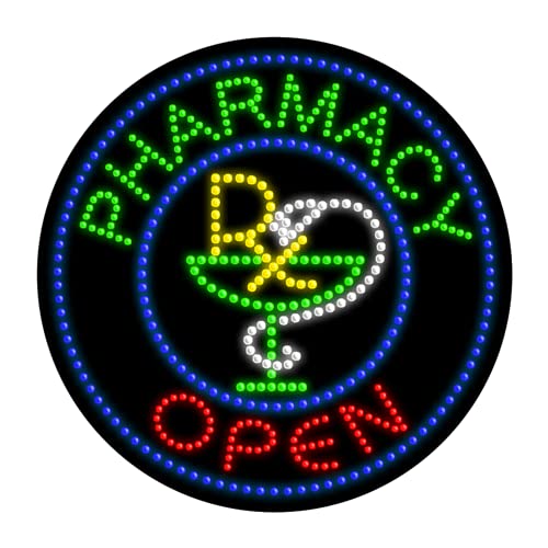 Pharmacy LED Dots Sign #21161 - Bright LED Open Sign for Drugstores, Pharmacies & Medical Offices - Perfect for Storefronts, Windows & 24/7 Business Hours Display