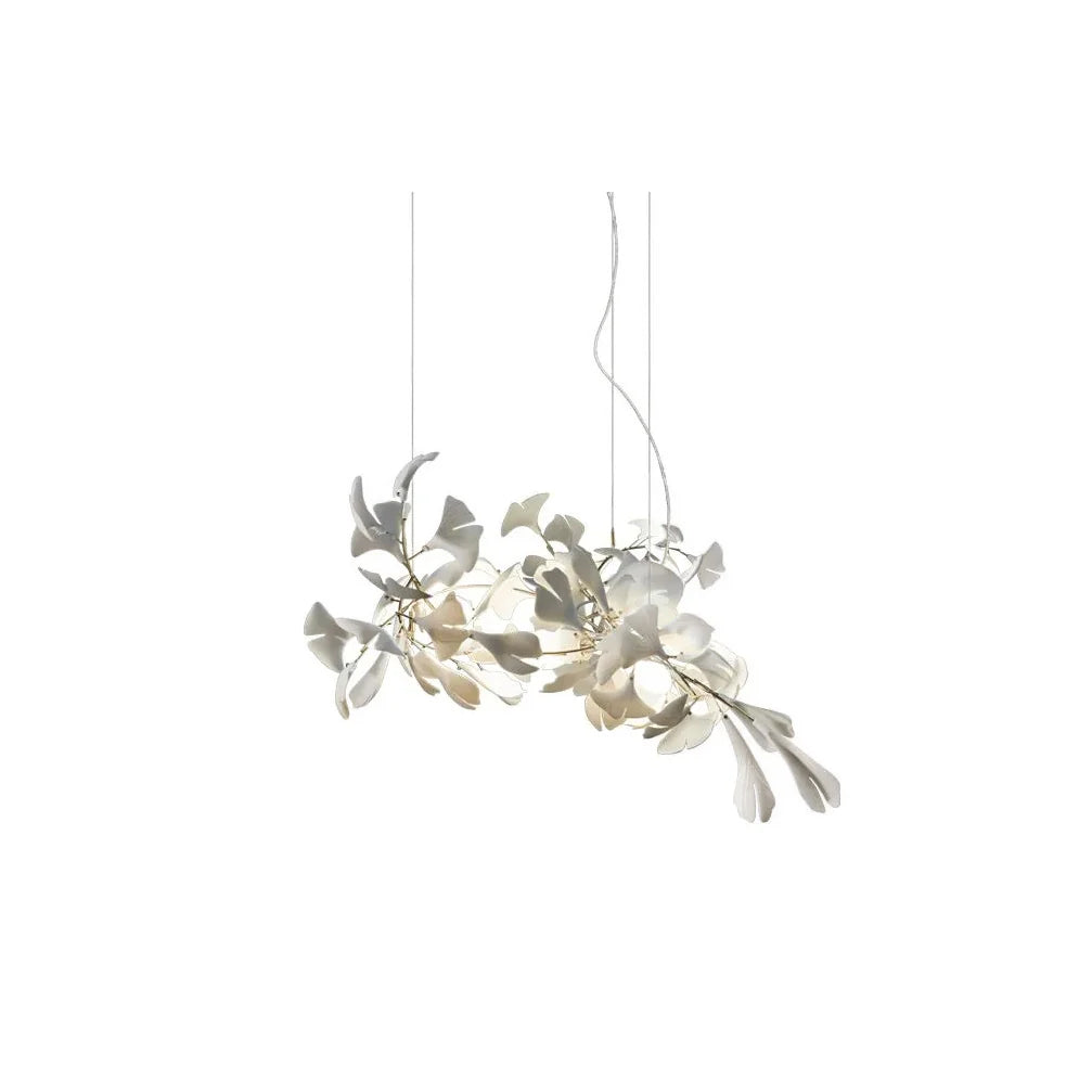 White Gingko Chandelier - Elegant Modern Lighting Fixture for Dining Room, Living Room & Bedroom Decor