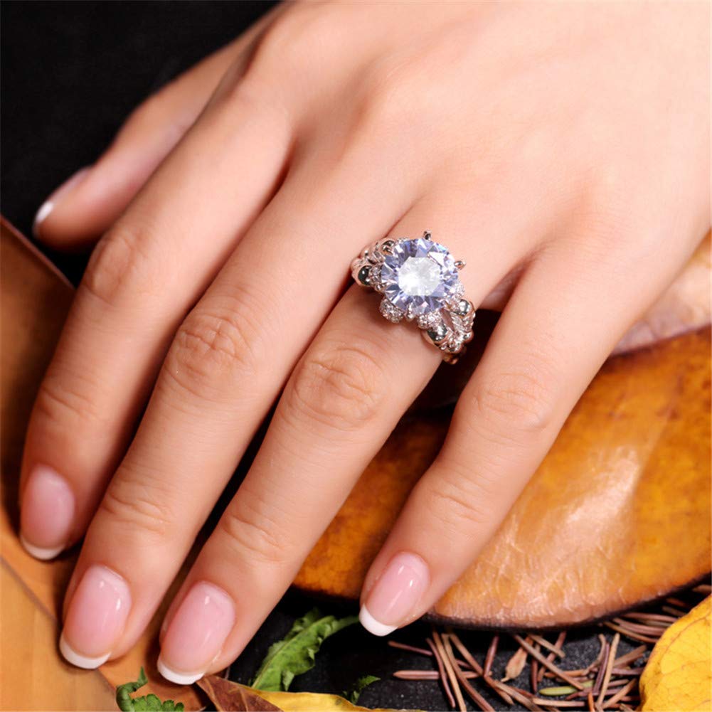 8.4 Carat Round Cut Diamond Skull Ring for Women - 925 Sterling Silver Wedding Band, Cubic Zirconia Solitaire Engagement Ring - Anniversary Promise Gift with Jewelry Box (Perfect for Bridal, Goth Fashion & Unique Proposal)