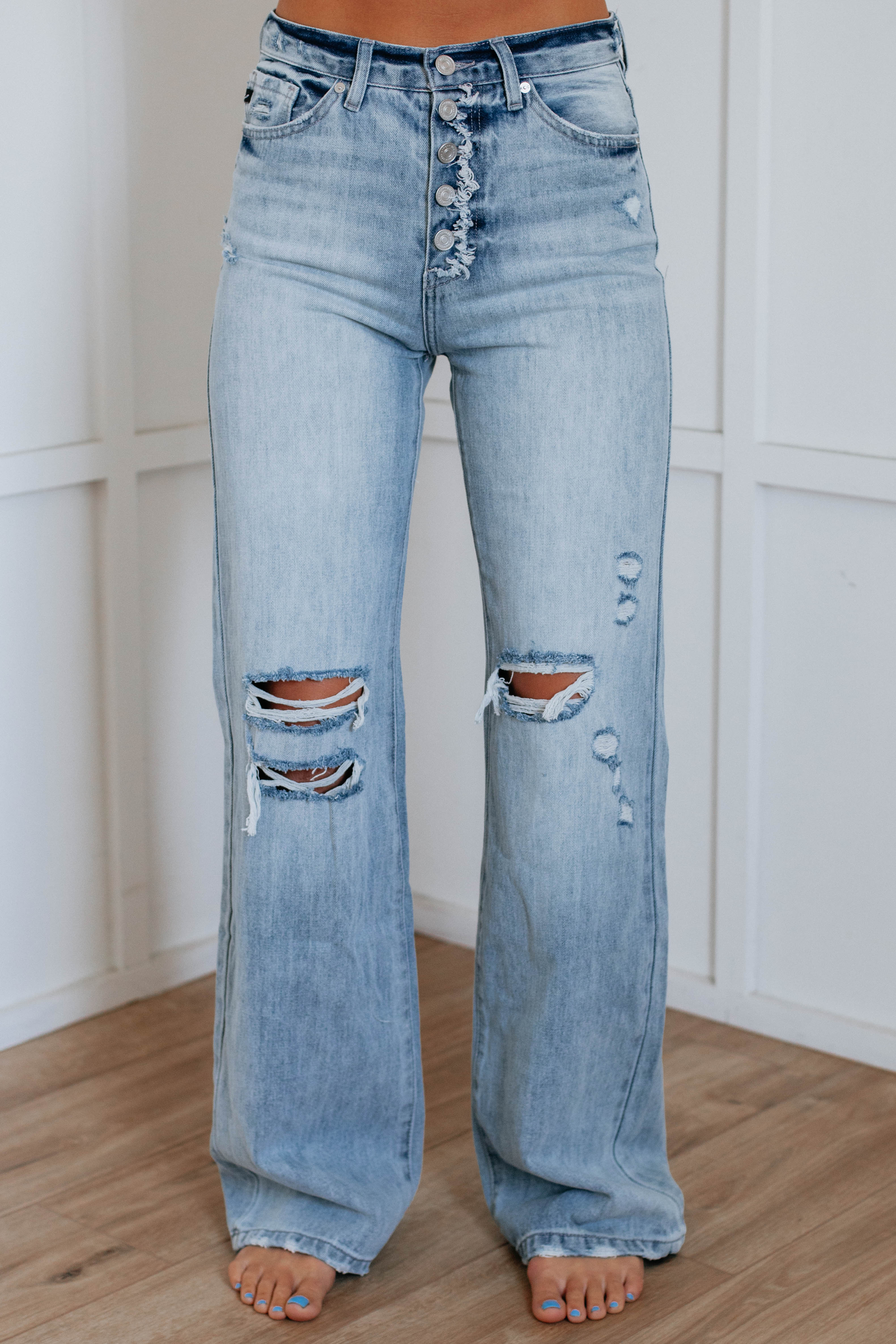 Isabelle KanCan Light Wash High Waist Skinny Jeans for Women - Trendy Distressed Denim Pants for Casual Wear & Night Out