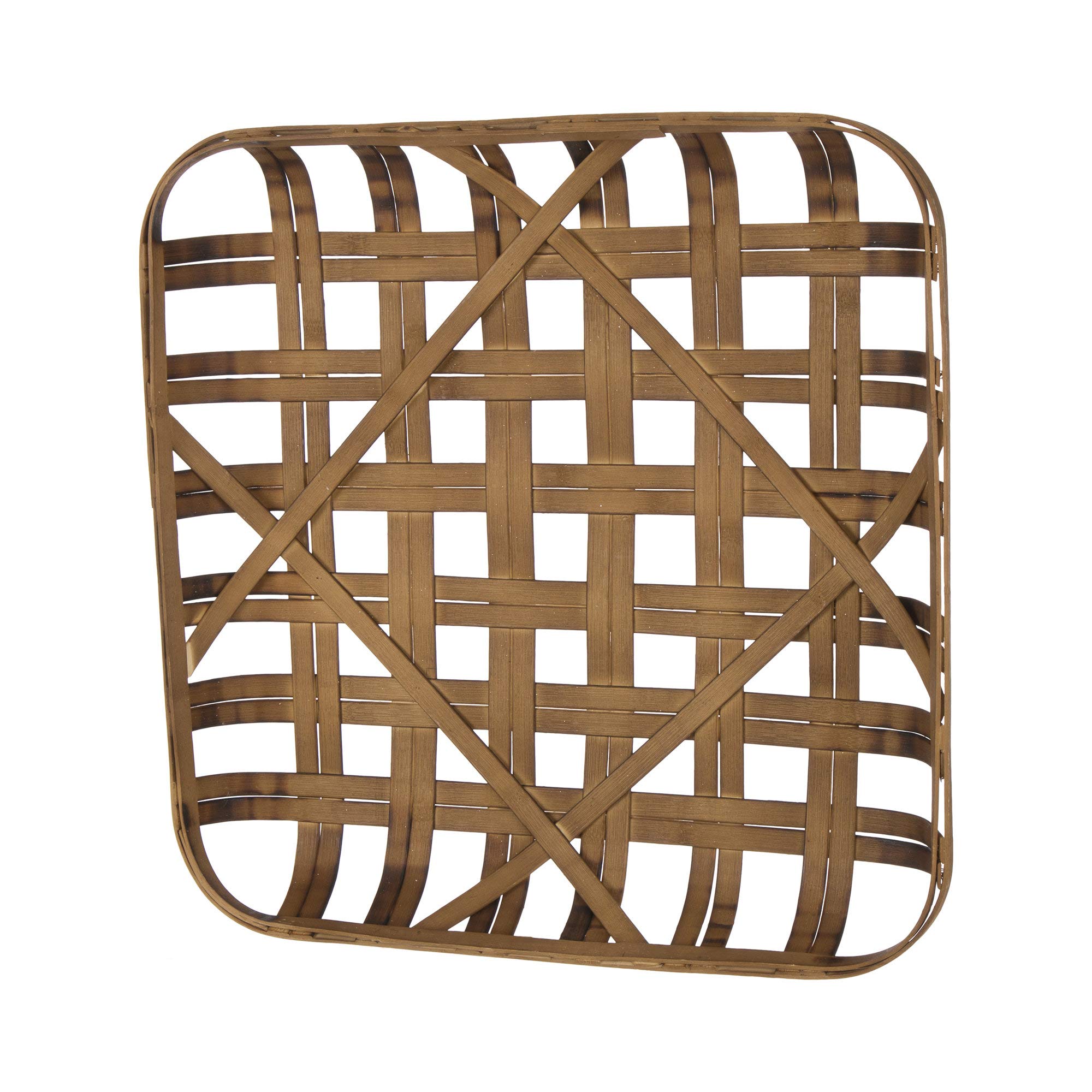 Glitzhome 24 Inch Dark Brown Square Tobacco Basket - Handwoven Bamboo Wall Decor for Farmhouse, Rustic & Boho Home Decor - Perfect for Living Room, Bedroom, or Kitchen Wall Display