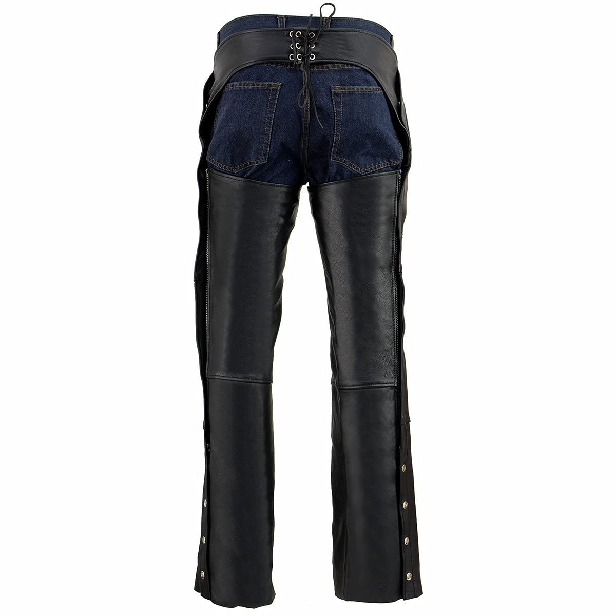 Milwaukee ML1191 Premium Black Leather Motorcycle Chaps for Men - Thermal Lined Snap-Out Design | Riding Gear for Cold Weather & Long Distance Trips