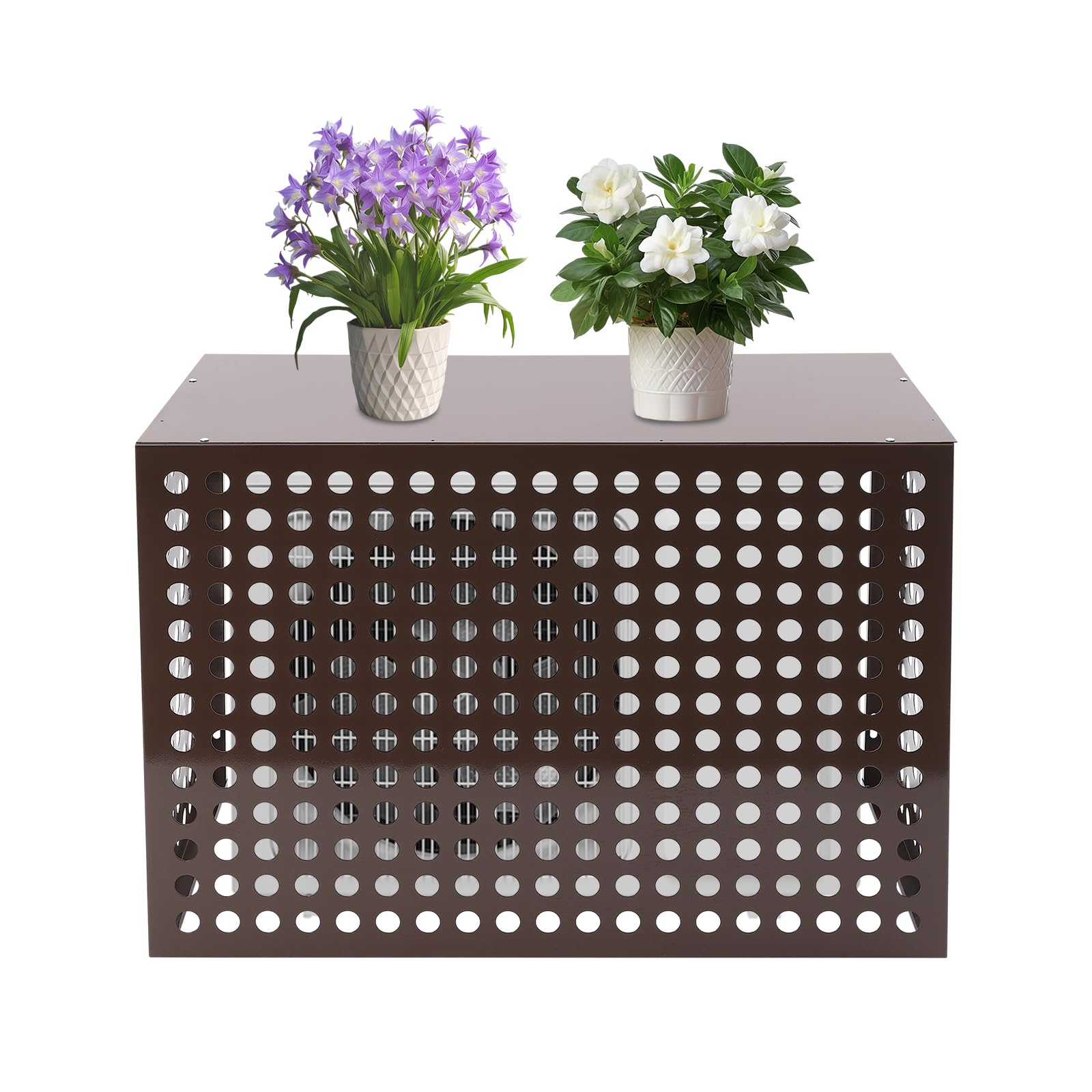 Outdoor Air Conditioner Privacy Fence Cover - Durable AC Unit Screen Panel (40x20x28in, Coffee) for Backyard, Patio & Home Exterior Protection