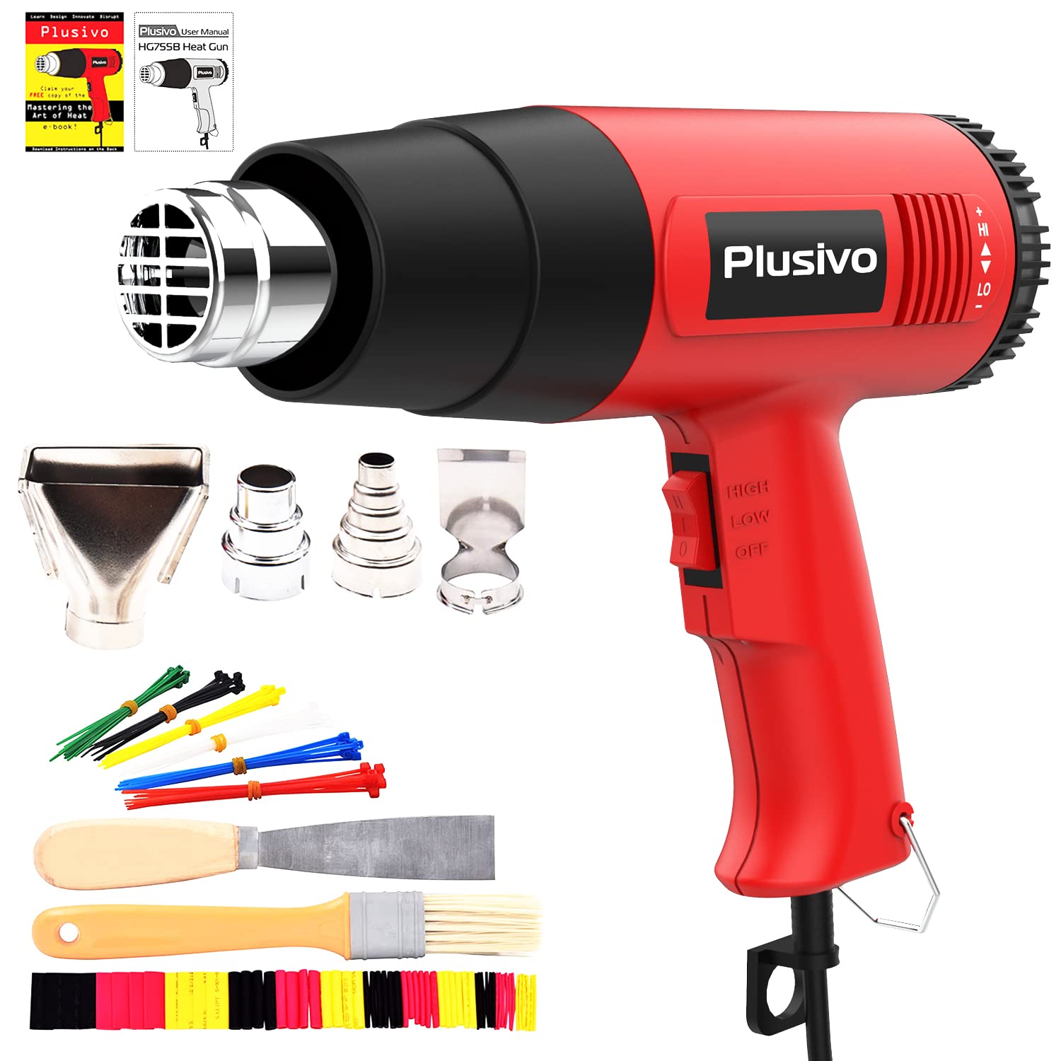 2000W Heavy Duty Heat Gun with Adjustable Temperature 122-1112°F (50-600°C) & Dual Speed - 4 Nozzles for DIY, Paint Stripping, PVC Bending, Shrink Wrapping - Perfect for Home Improvement, Crafts, and Electronics Repair