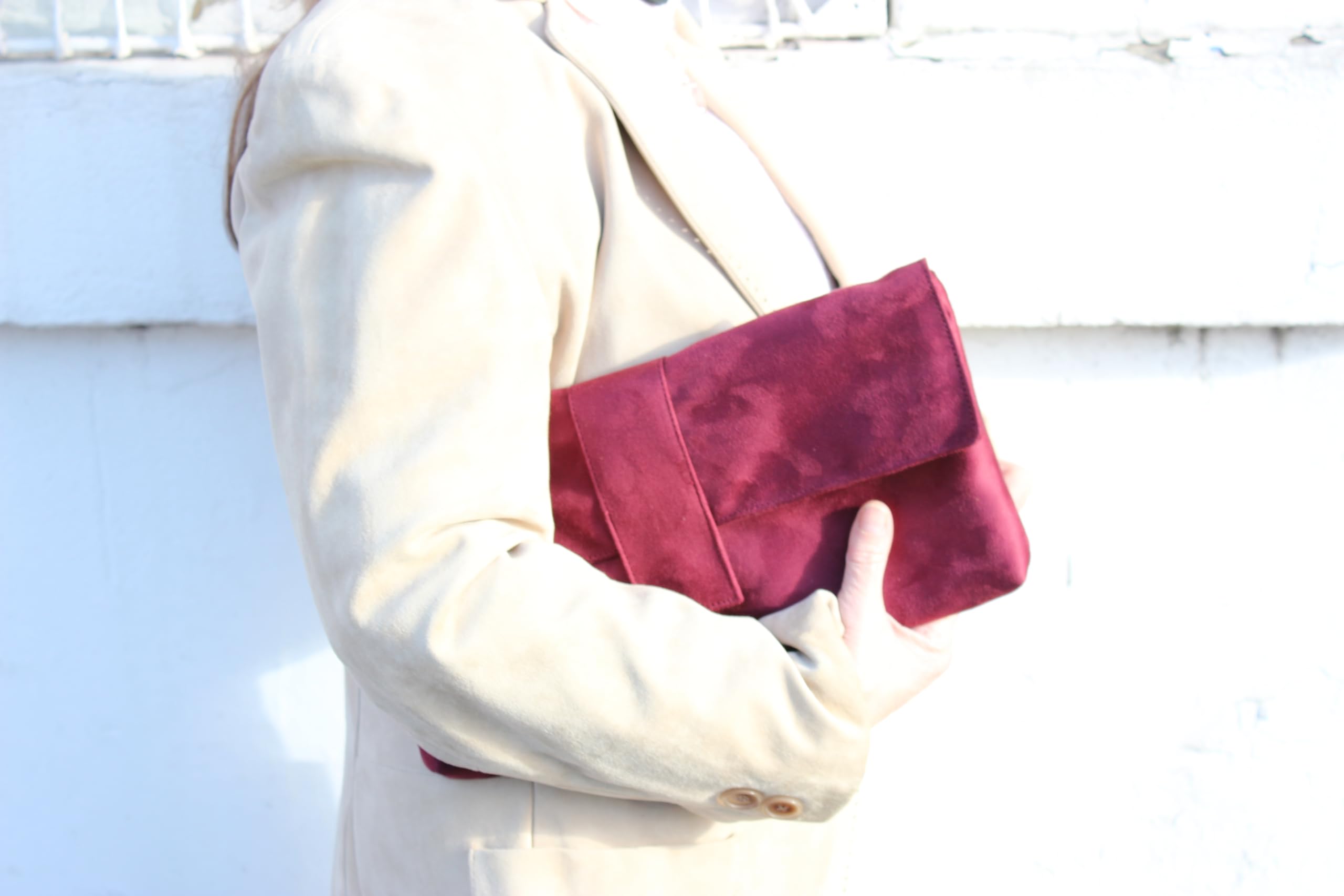 LONI Women's Faux Suede Clutch Bag & Shoulder Bag - Large Size, Stylish Handbag for Evening Parties, Weddings & Date Nights