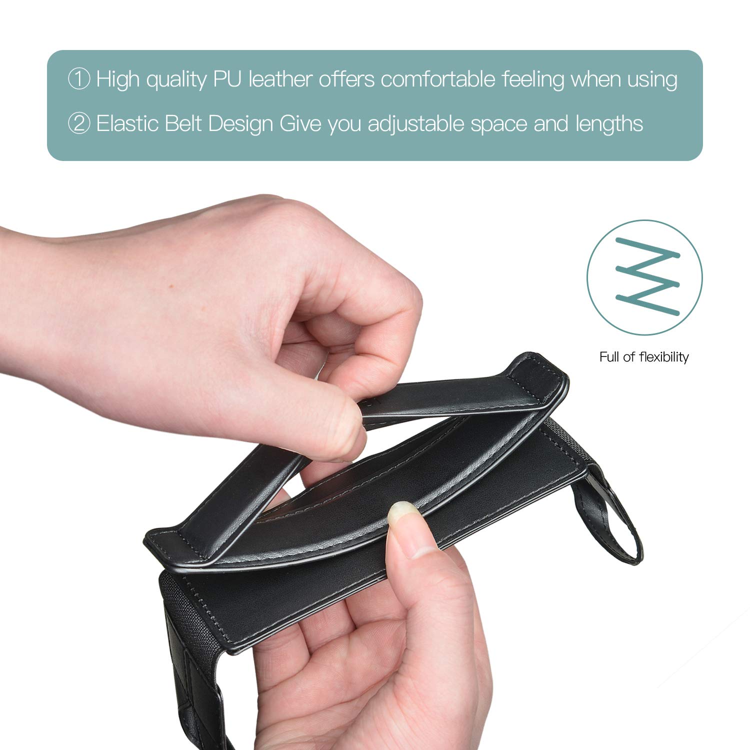 360° Swivel Leather iPad Hand Strap with Pen Loop & Elastic Belt - Compatible with 10.1