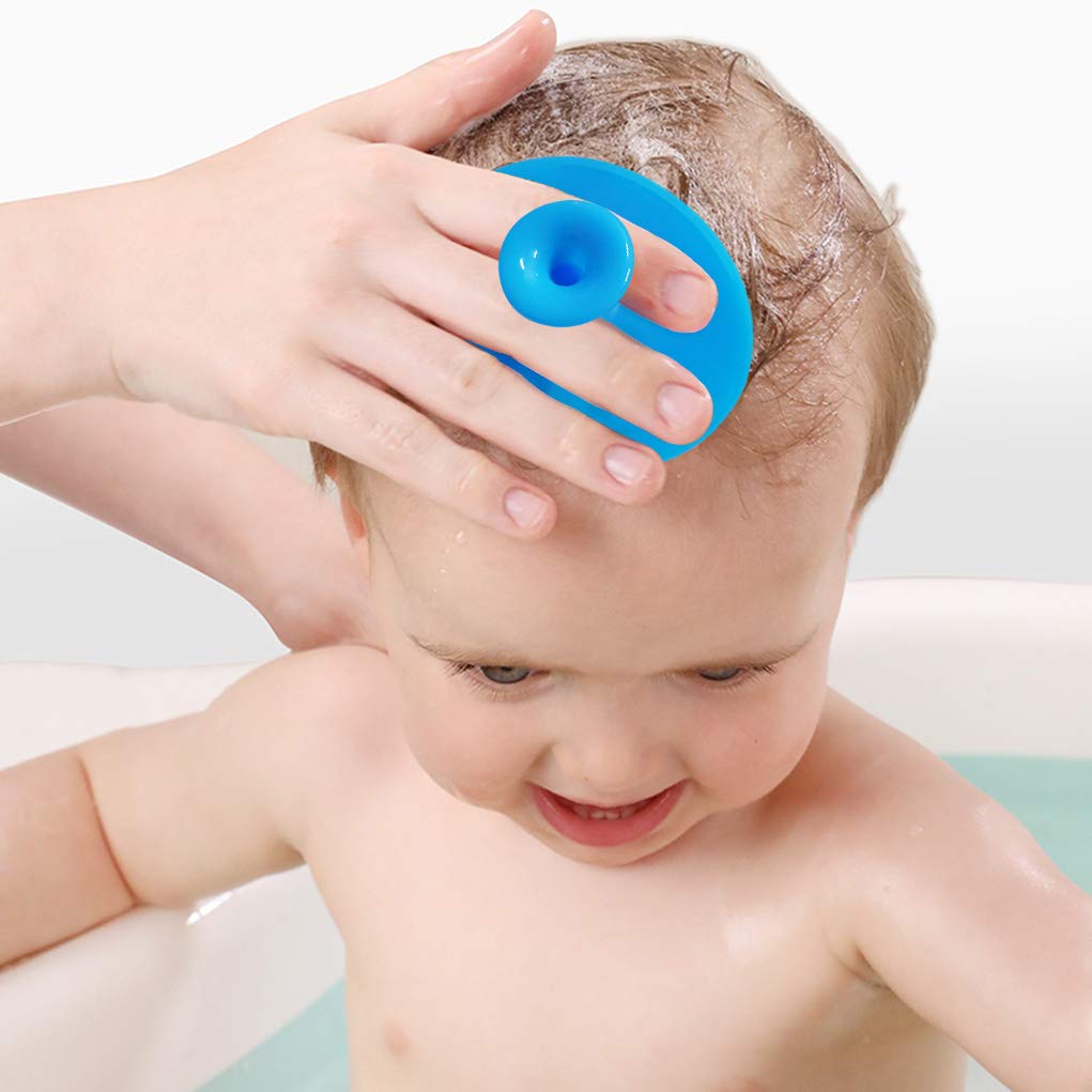 Baby Bath Brush & Cradle Cap Brush - Soft Silicone Massage & Exfoliating Scrubber for Newborns & Toddlers - Gentle Skin Care for Dry Skin, Eczema & Cradle Cap (Large, Blue & Green) - Perfect for Bath Time & Baby Spa Moments
