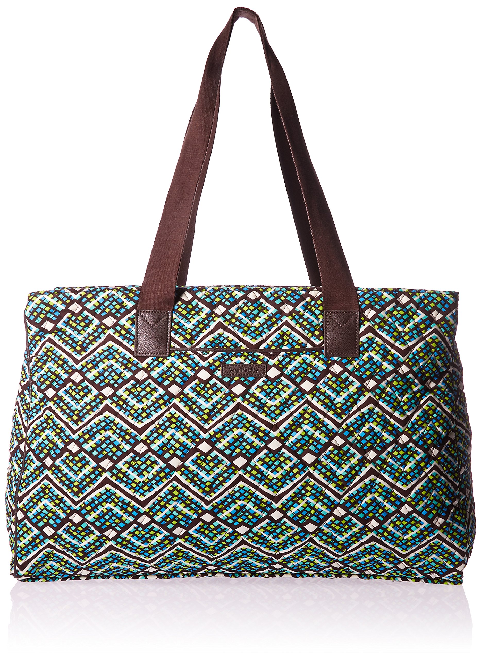 Vera Bradley Women's Cotton Triple Compartment Travel Bag - Lightweight Carry-On Tote for Work, Gym & Weekend Getaways | Spacious Organizer with Pockets | Perfect for Business Trips, Beach Vacations & Daily Commute