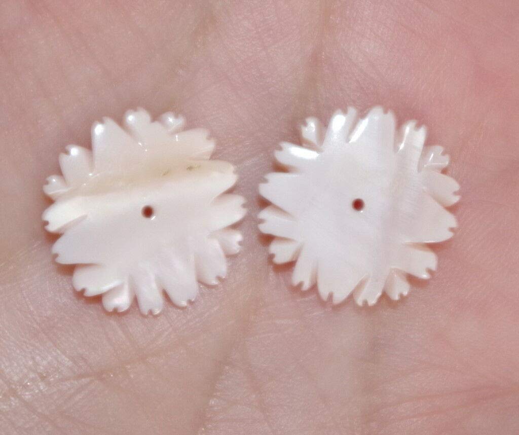 Angel Skin Coral Mother of Pearl (MOP) Carved Flower 15MM Jacket Studs - Elegant Jewelry for Women, Perfect for Formal Events & Bridal Accessories