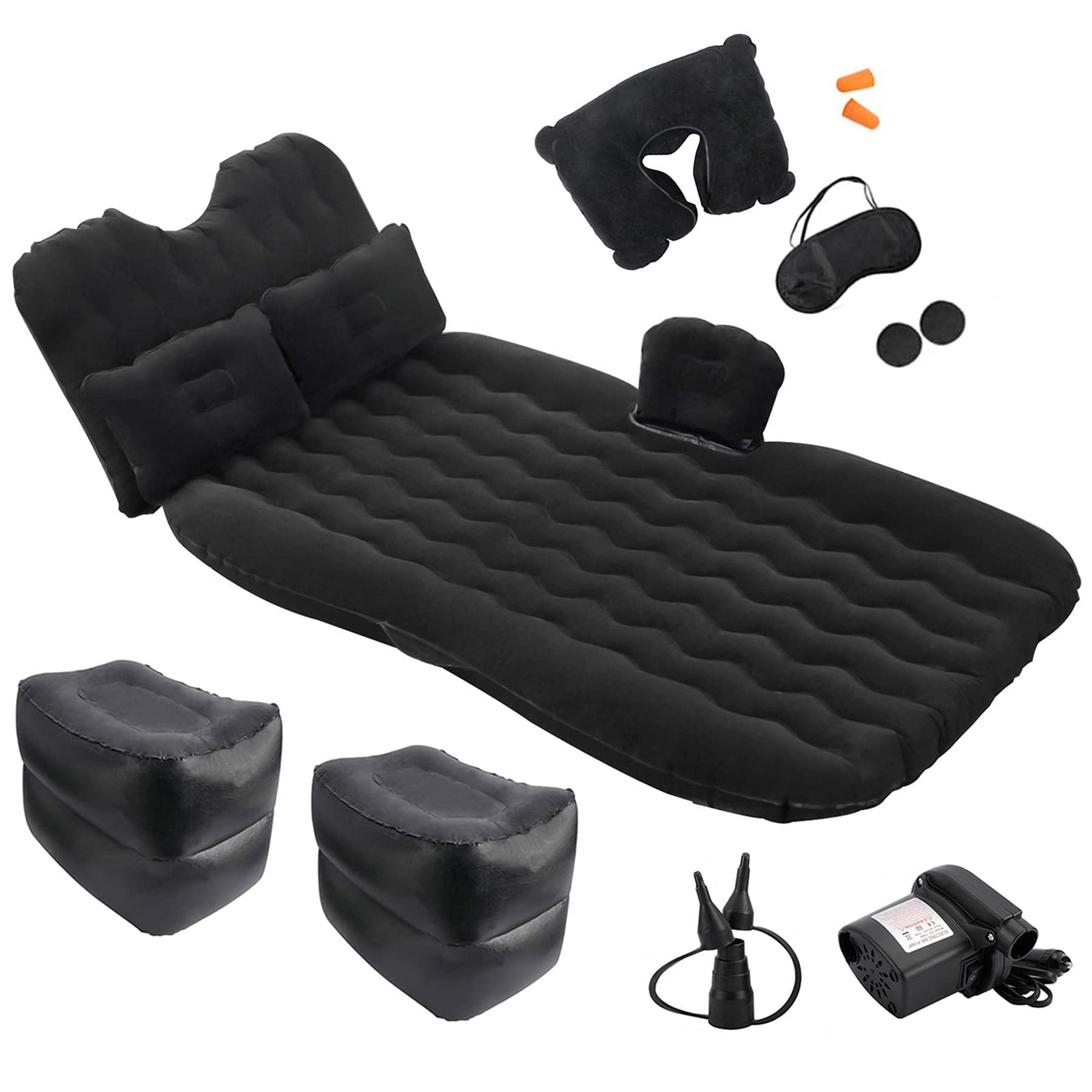 NovelBee Inflatable Car Air Mattress for Camping - Portable Air Bed with 2 Pillows & Foot Pads | Fits SUV, Truck, RV, Camper | Perfect for Road Trips & Outdoor Adventures