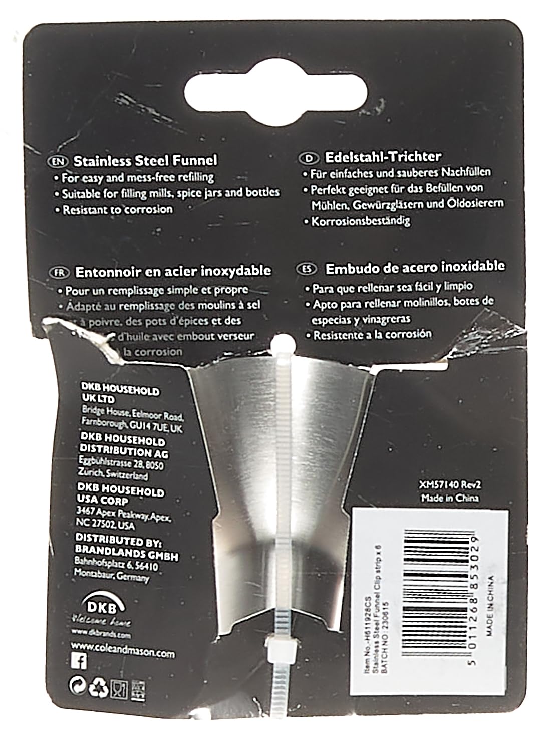Cole & Mason Stainless Steel Salt and Pepper Funnel - Premium Metal Kitchen Funnel for Spice Jars, Bottles & Seasoning Containers - Durable Small Funnel for Easy Refilling - Perfect for Home Cooking, Baking & Pantry Organization
