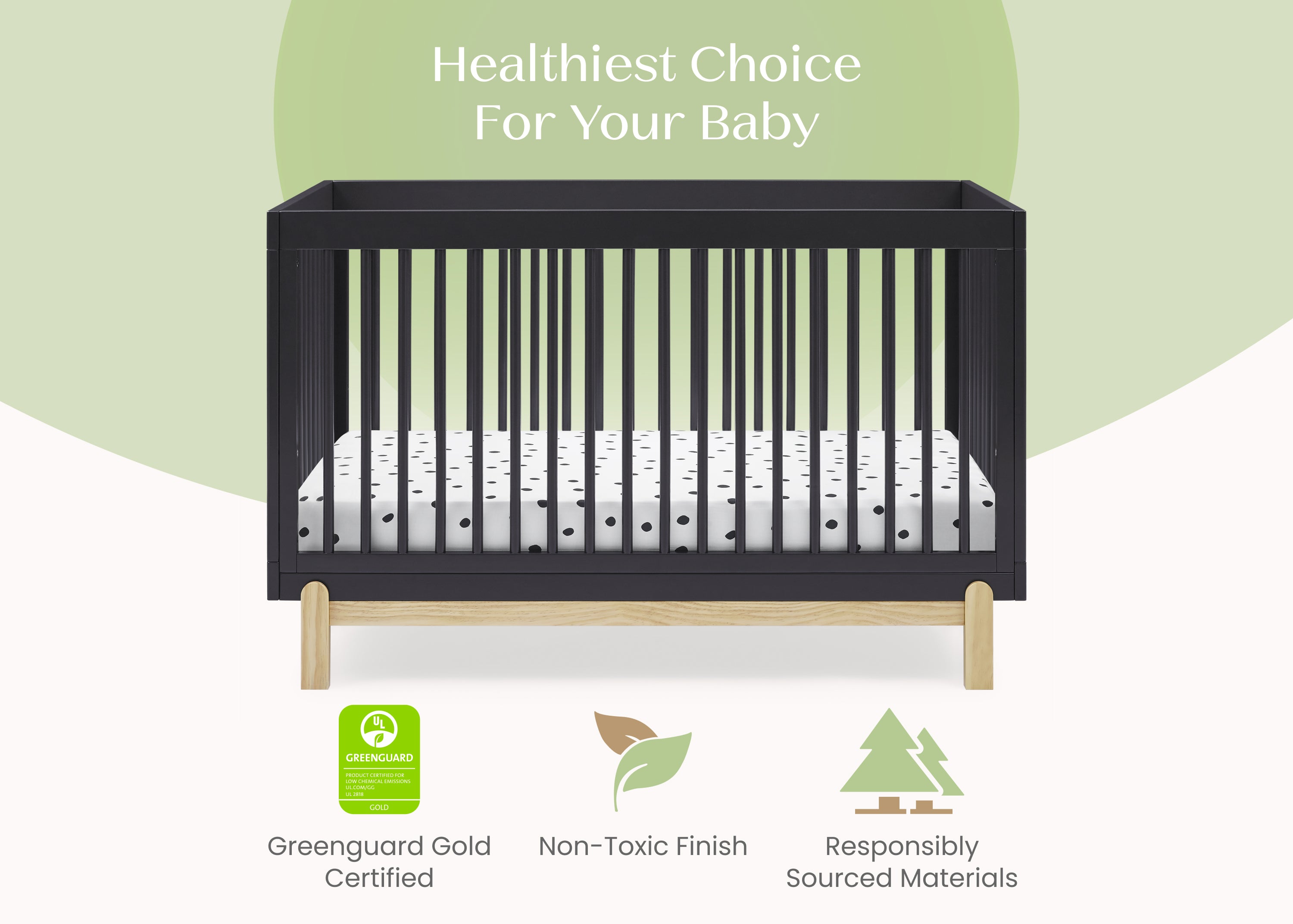 Poppy 4-in-1 Convertible Baby Crib - Toddler Bed, Daybed & Full-Size Bed | Safe & Stylish Nursery Furniture for Newborns to Teens | Perfect for Bedrooms, Daycare & Guest Rooms