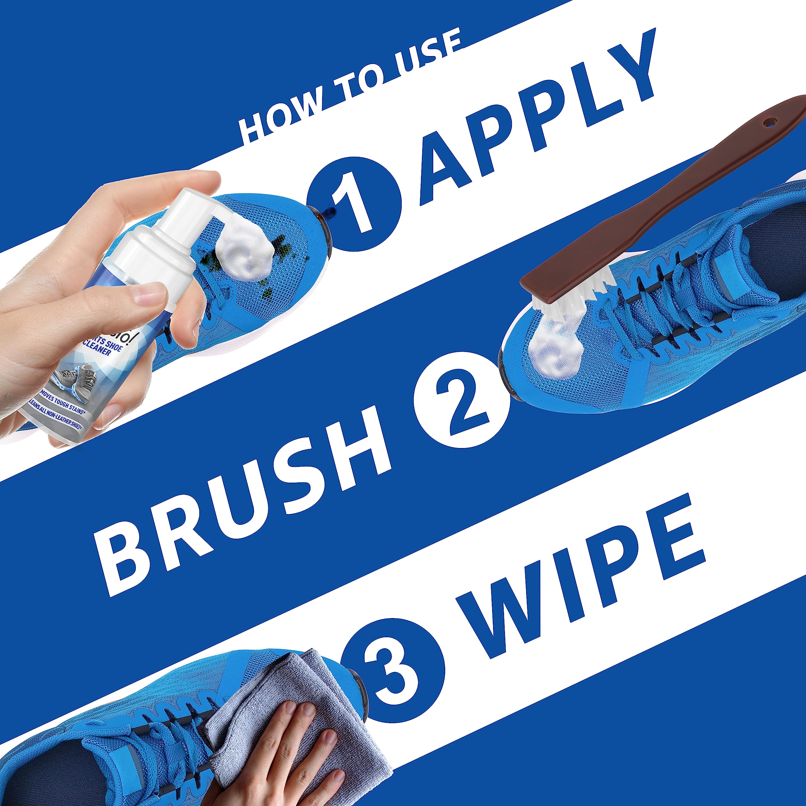 **Presto! Sports Shoe Cleaner with Brush – 300ml & 150ml x 2 Packs – Non-Leather Shoe Cleaner for Sneakers, Rubber & Canvas Shoes – Foam Spray Removes Tough Stains – Perfect for Gym, Running & Casual Wear**