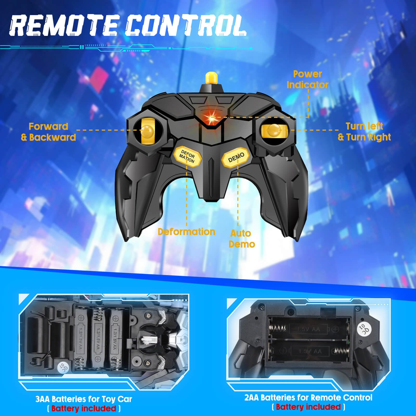 Dolanus Remote Control Police Car Toy - 2.4GHz RC Transforming Robot Vehicle for Kids Ages 3-12 | Birthday Gift for Boys & Girls | Indoor & Outdoor Play | Black