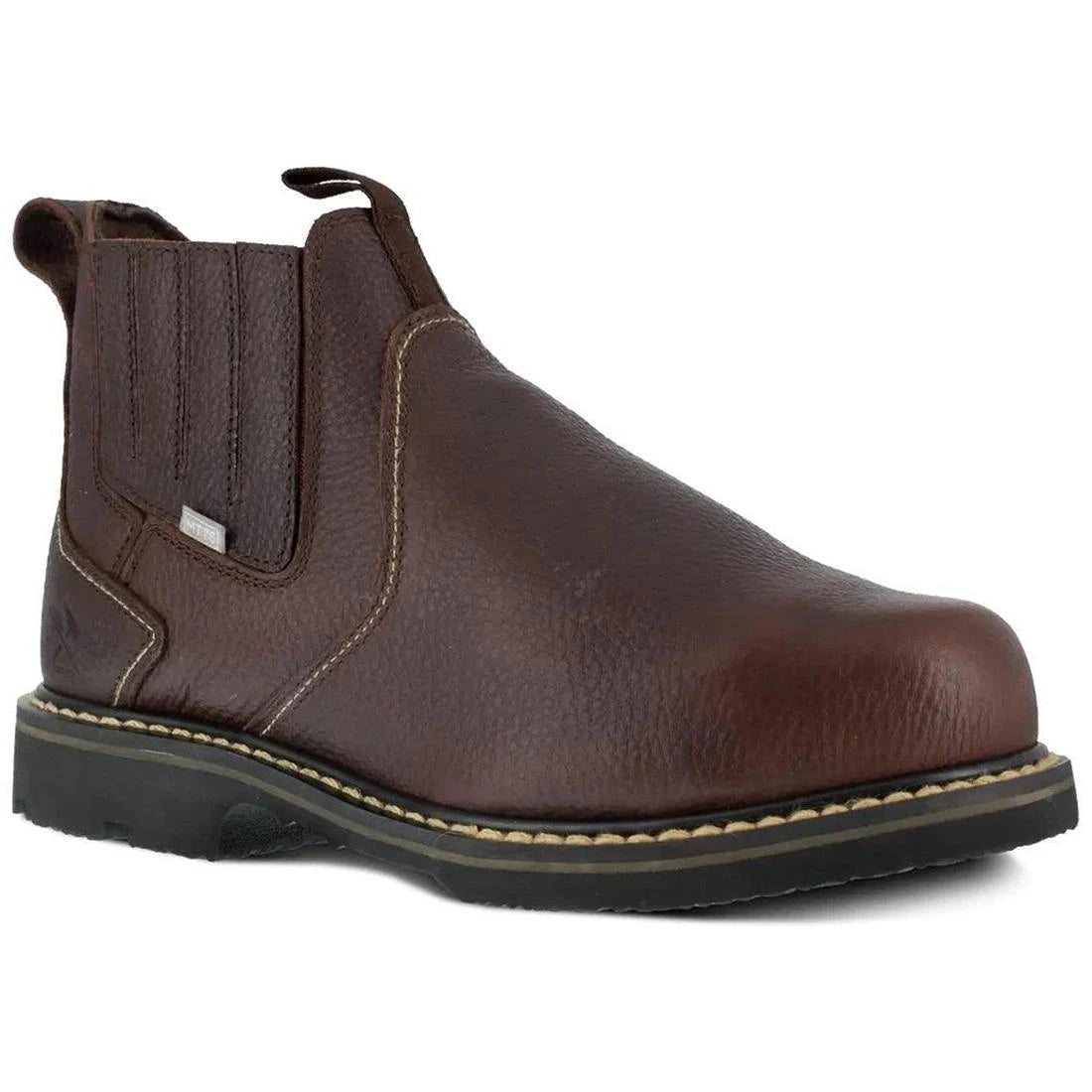 Groundbreaker Steel Toe Slip-On 6 Inch Work Boots with Metatarsal Guard - Brown Safety Shoes for Construction, Warehouse & Industrial Work