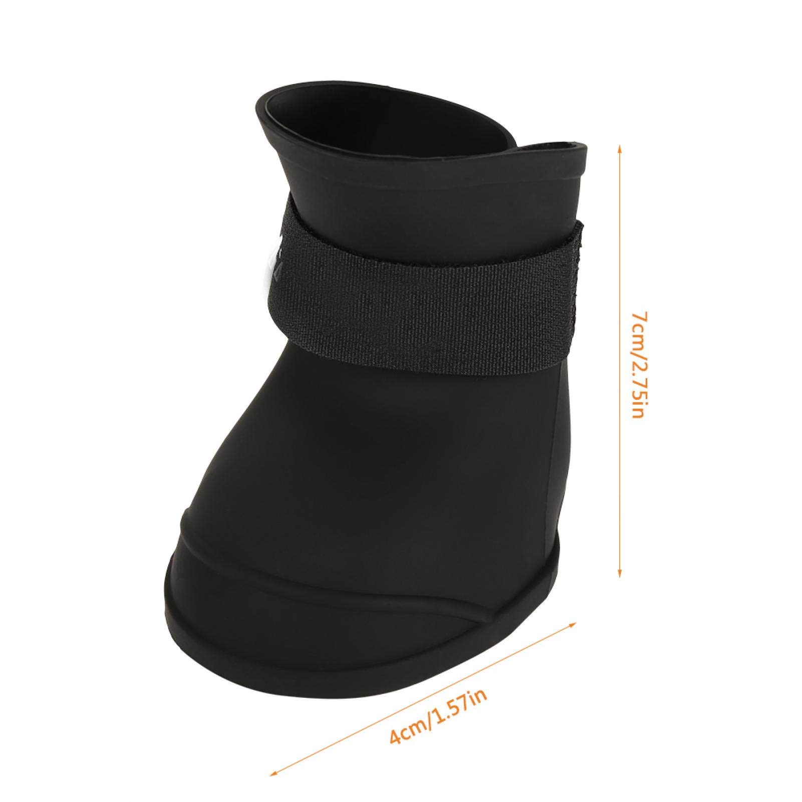4 Pairs Waterproof Anti-Slip Dog Boots - Fashionable Silicone Pet Shoes for Puppy & Small Dogs - Protective Rain & Winter Boots for Walking, Hiking & Outdoor Adventures (Black, Medium)