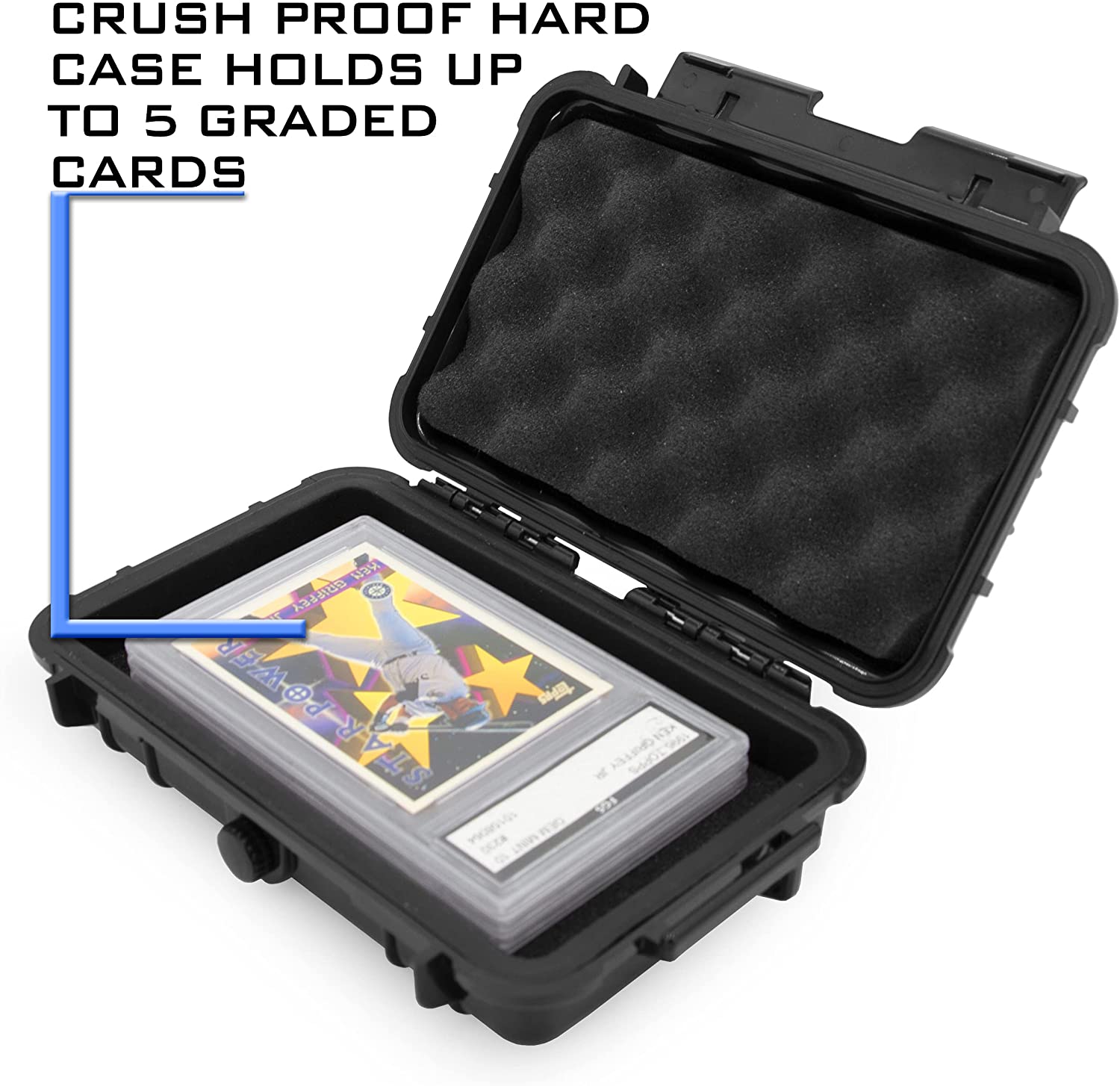 CASEMATIX Graded Card Storage Box - Airtight & Waterproof Sports Trading Card Case Holds Up To 5 PSA Graded Card Slabs - Perfect for Collectors, Card Shows & Secure Storage