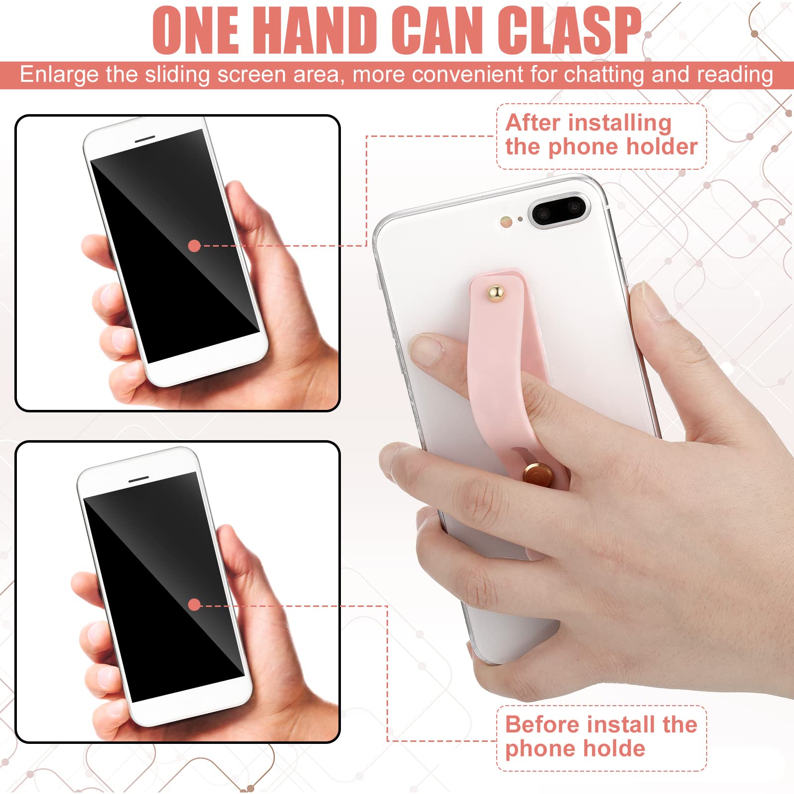 Universal Phone Grip Holder - 6pc Telescopic Finger Strap Stand for Smartphones - Perfect for Gaming & Selfies