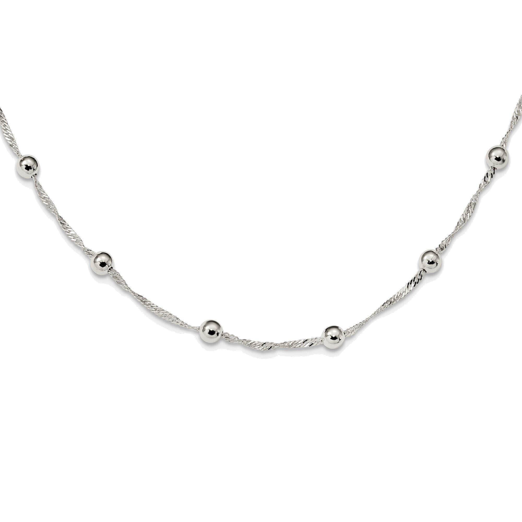 Bonyak Jewelry 18in Sterling Silver Beaded Necklace for Women - Polished Solid 925 Silver Beads, Dainty & Elegant Jewelry Gift for Her - Perfect for Parties, Weddings & Everyday Wear
