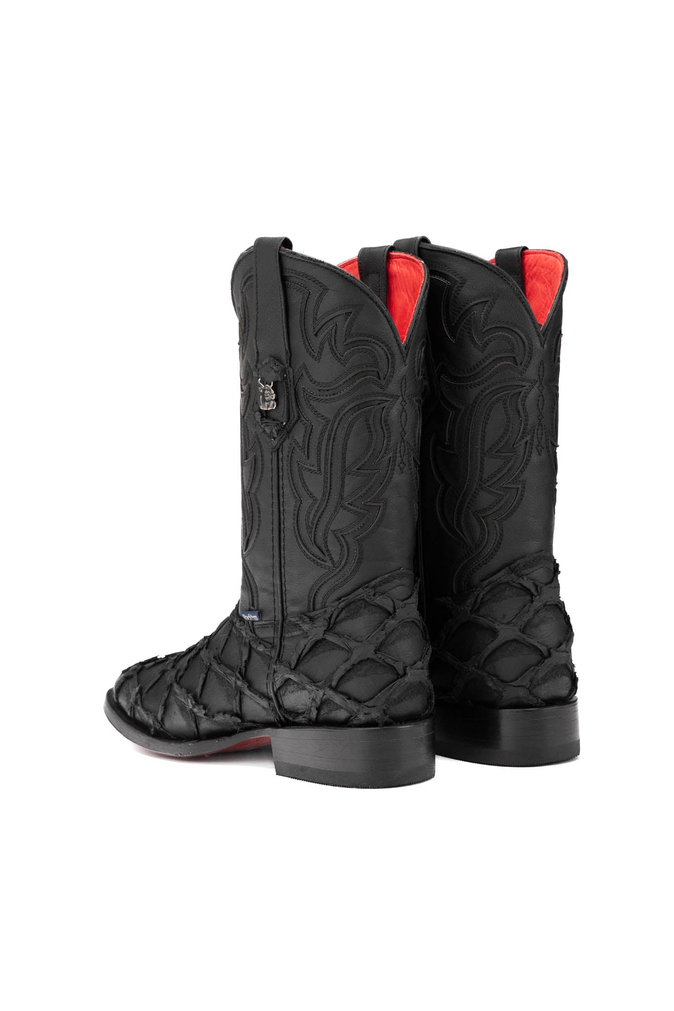 Authentic Shelby Pirarucu Red Bottom Square Toe Cowboy Boots for Men - Western Style Riding Boots for Country Music Festivals & Rodeo Events