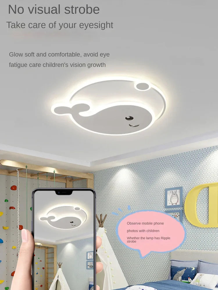 Dolphin Shaped LED Ceiling Light for Kids Room - Energy Saving Night Light for Nursery, Bedroom, Playroom Decor - Perfect for Baby Sleep Aid and Children's Bedtime Comfort