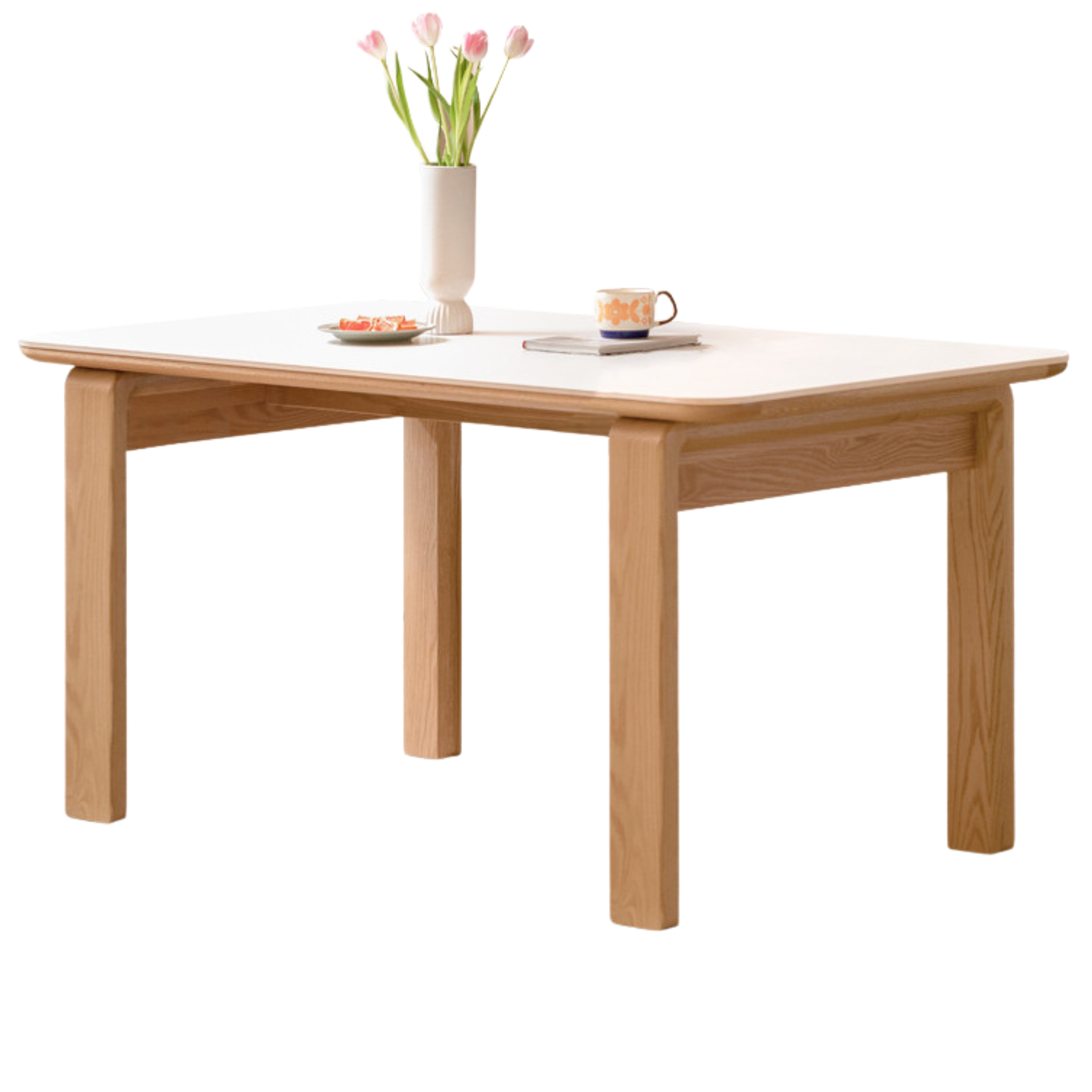 Solid Oak Wood Slate Dining Table - Rustic Farmhouse Style for Kitchen, Dining Room & Outdoor Entertaining