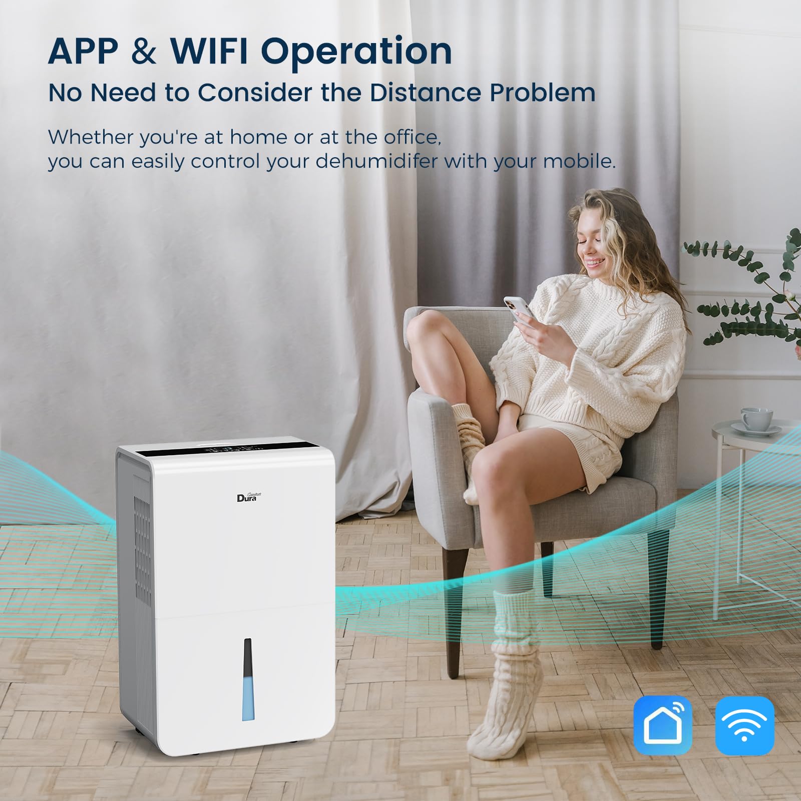 Energy Star Certified WiFi Dehumidifier for Basement - 50 Pint Capacity for Medium to Large Rooms, White | Prevent Mold & Moisture Damage in Home, Garage, or Storage Areas