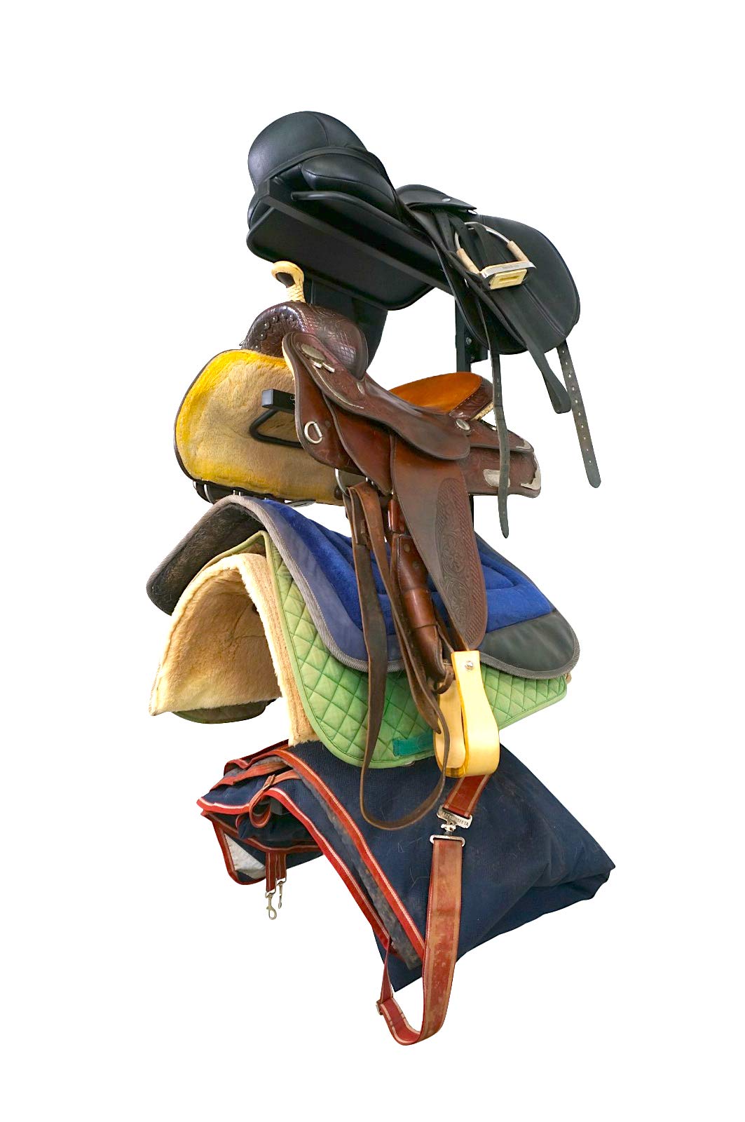 StoreYourBoard Wall Mounted Horse Saddle Storage Rack - Heavy Duty Equestrian Saddle Holder for Western & English Saddles (Holds 4 Saddles) - Perfect for Barn, Stable & Riding School Organization