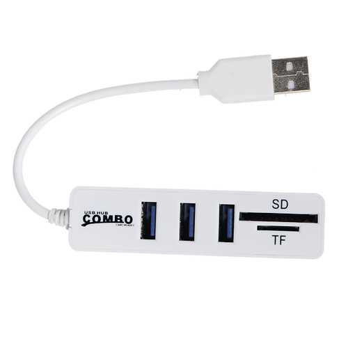 HY 617 Mini USB 2.0 Hub with SD/TF Card Reader - 4-Port USB Splitter & Memory Card Adapter for Laptop, PC, Mac - Expand Connectivity for External Drives, Flash Storage & More