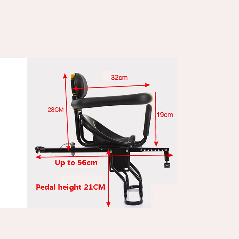 Universal Front Mounted Baby Bike Seat - Safe & Comfortable Kids Bicycle Carrier with Backrest & Foot Pedals - Perfect for Family Cycling, Commuting & Outdoor Adventures