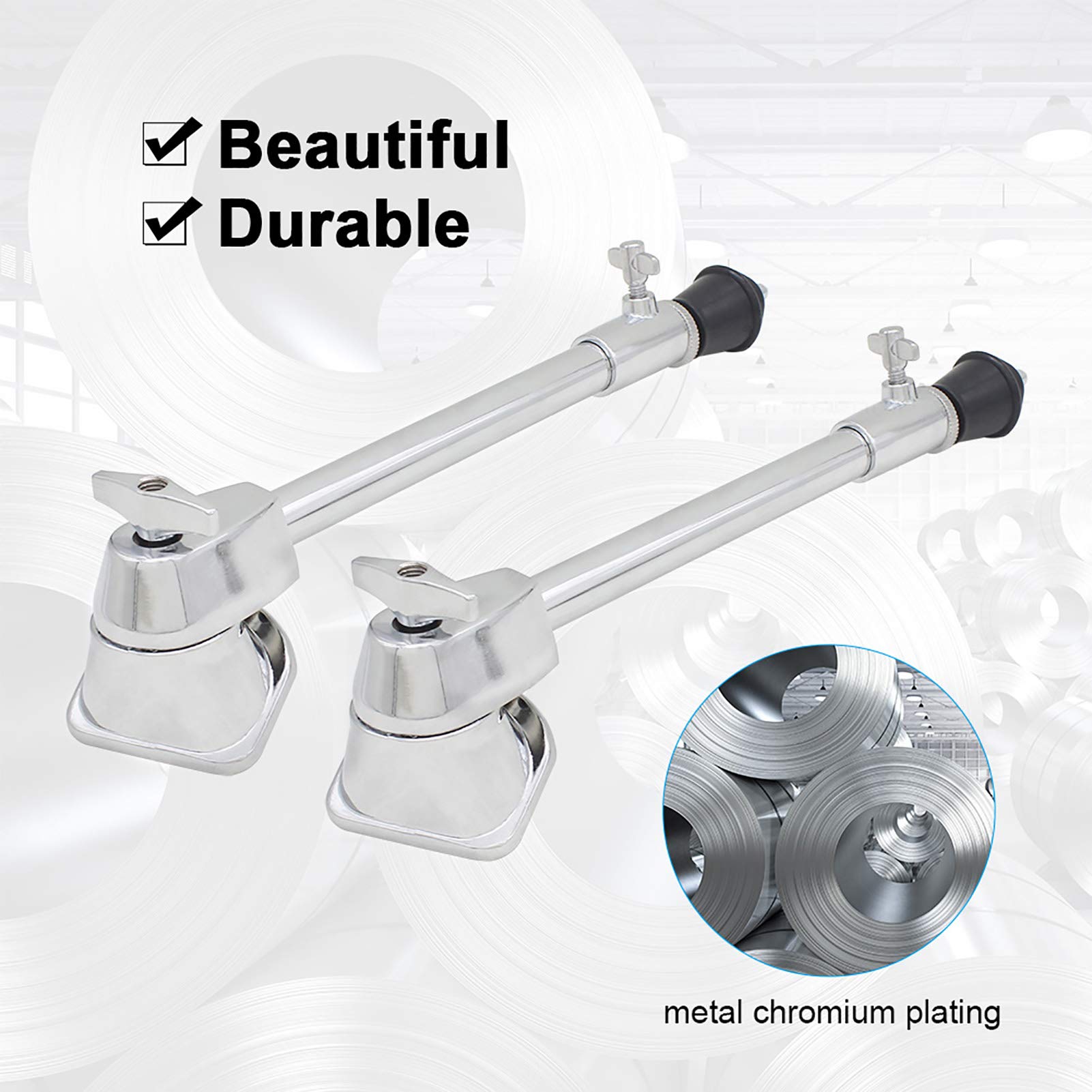 Heavy Duty Bass Drum Spurs & Stands - Iron Plated Metal Bass Drum Legs for Professional Drum Kits | Perfect for Live Performances & Studio Recordings