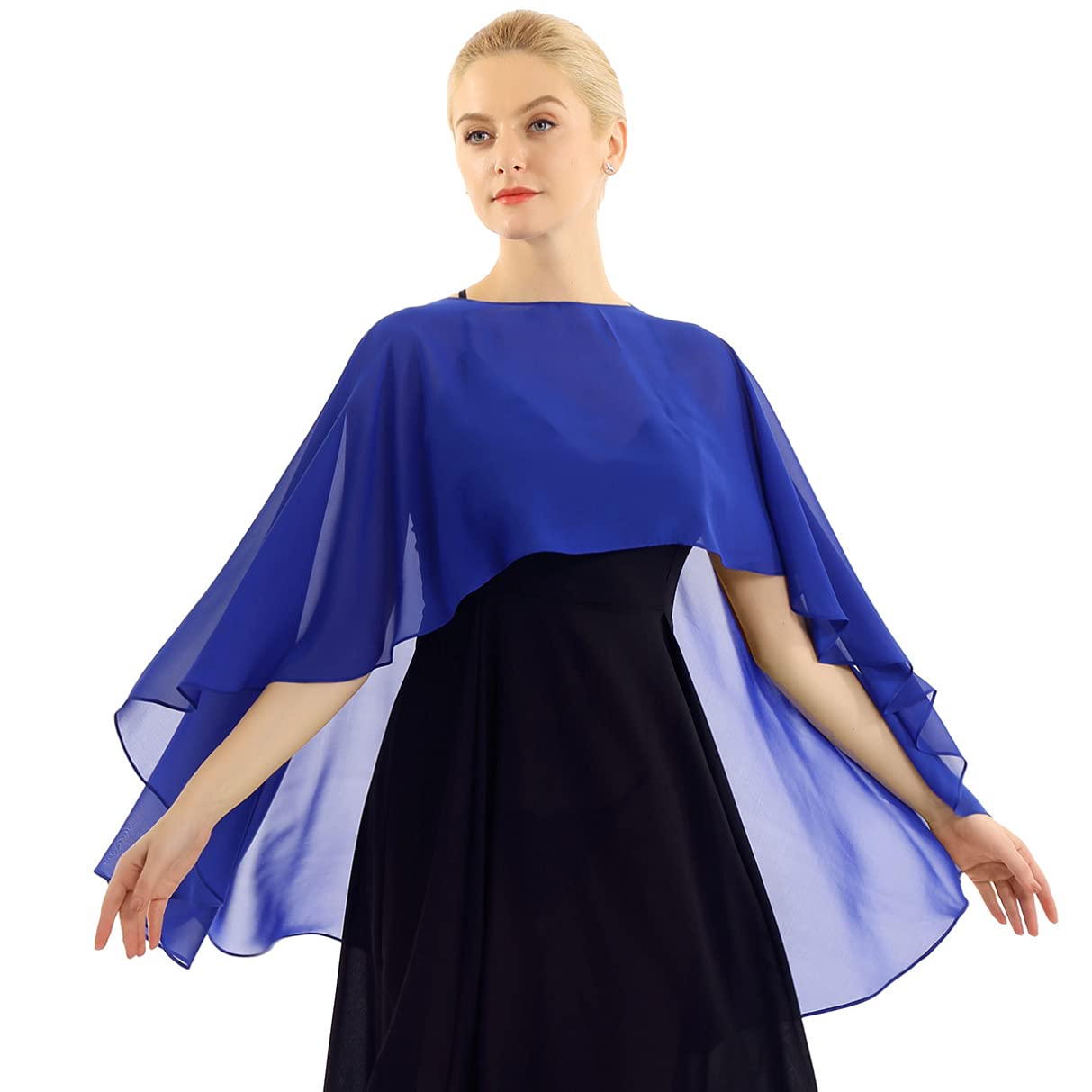 Elegant Chiffon High-Low Shawl Wrap for Women - Perfect for Evening Dresses, Weddings & Parties | Lightweight Cape Shrug for Formal Events & Special Occasions