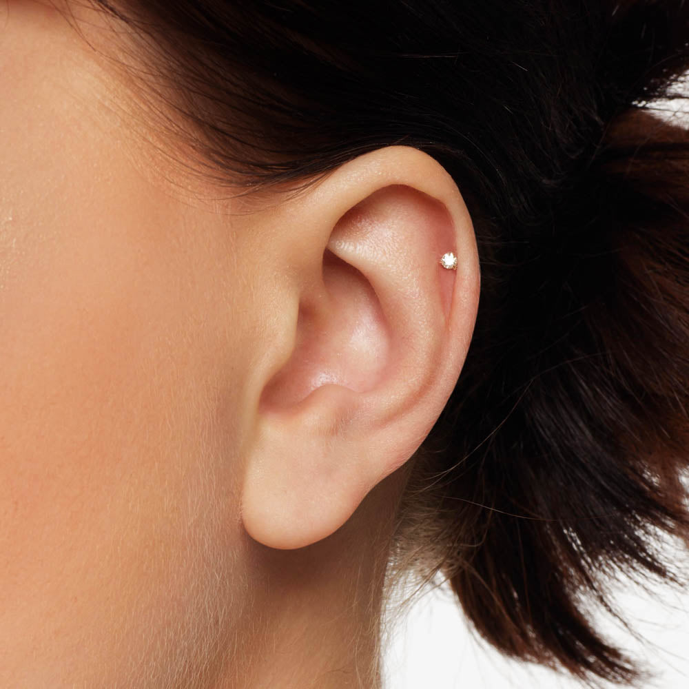 10k Rose Gold Micro Diamond Helix Single Stud Earring – Dainty & Elegant Earrings for Women, Perfect for Everyday Wear & Special Occasions