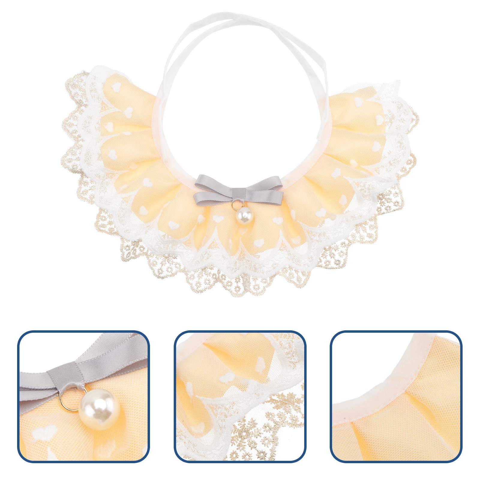iplusmile 1pc Pet Lace Scarf Dog Cat Collar with Bell - Adjustable Kitten Bandana, Pearl Necklace for Puppy Wedding Costume & Christmas Apparel - Perfect for Pet Parties, Photo Shoots & Holiday Dress Up