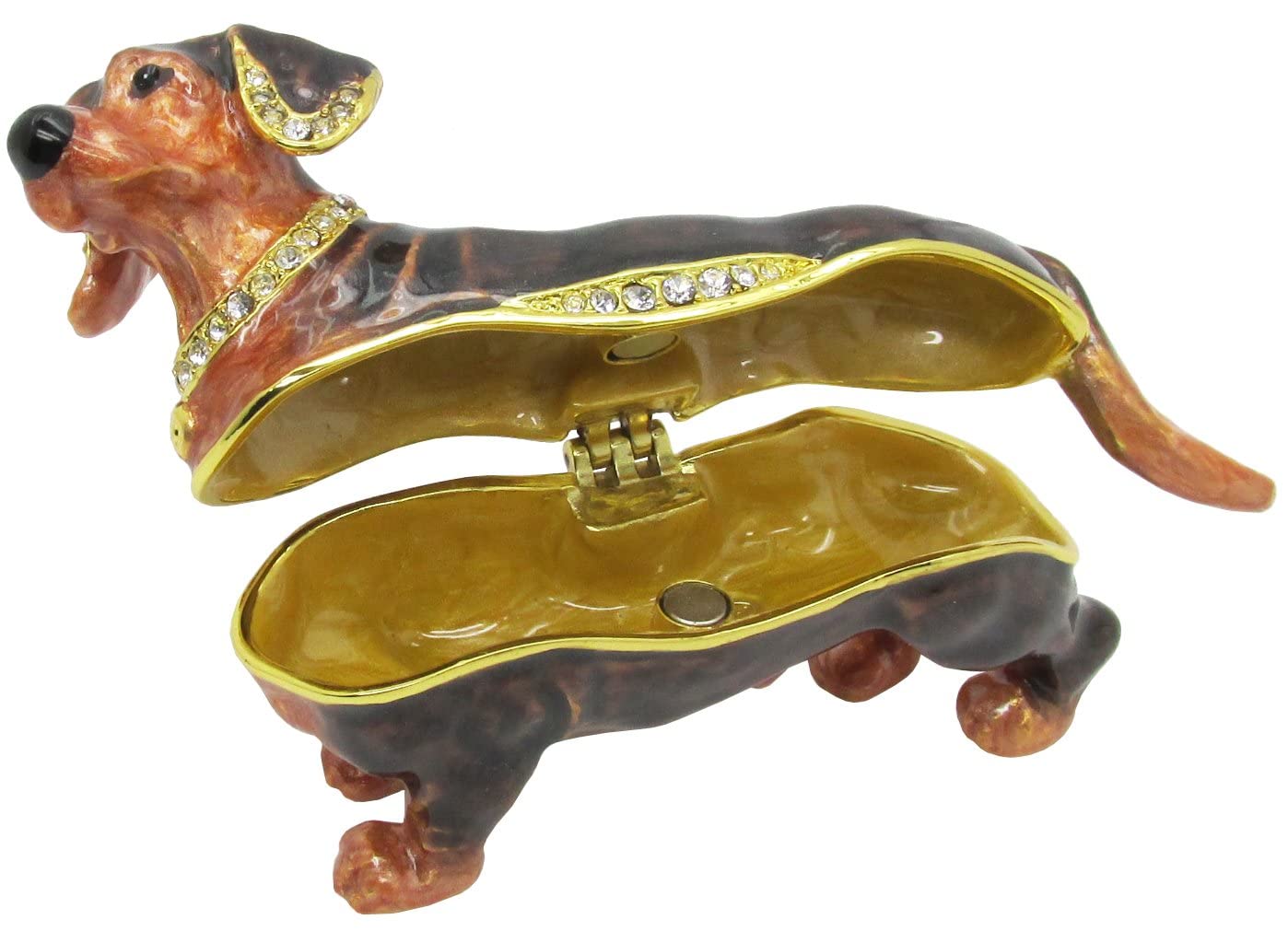 RUCINNI Dachshund Jeweled Trinket Box - Brown Dog-Shaped Decorative Storage Box for Jewelry, Rings & Small Treasures - Perfect Gift for Pet Lovers & Home Decor