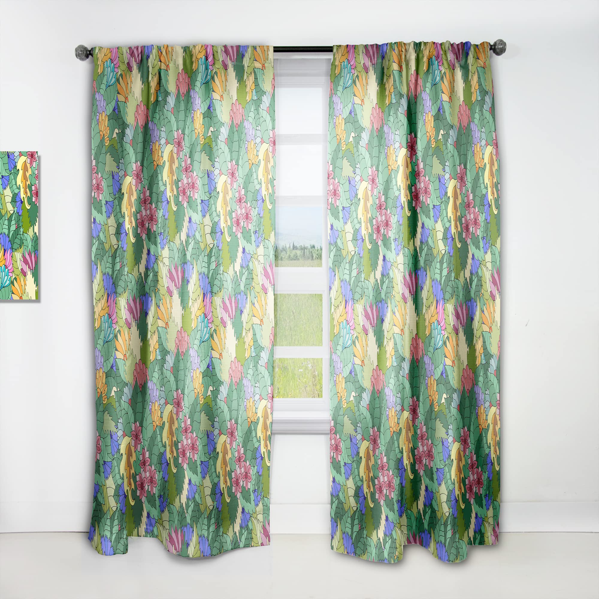 DesignQ Thermal Insulated Curtains - Abstract Floral Leaf Pattern Blackout Drapes for Bedroom & Living Room - 52x84 Inch Single Panel - Perfect for Home Decor & Light Control