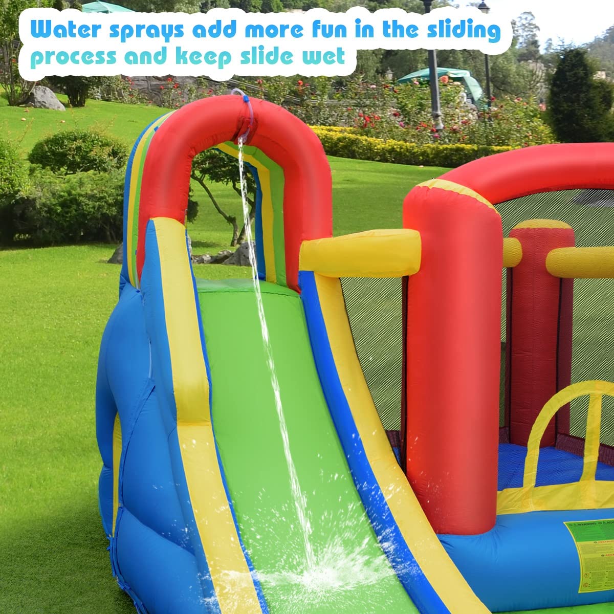 **BounTech Inflatable Water Slide for Kids - Outdoor Water Bounce House with Waterslide, Ball Pit & Splash Pool | Wet & Dry Combo Backyard Party Fun - Perfect for Summer, Birthdays & Family Gatherings**