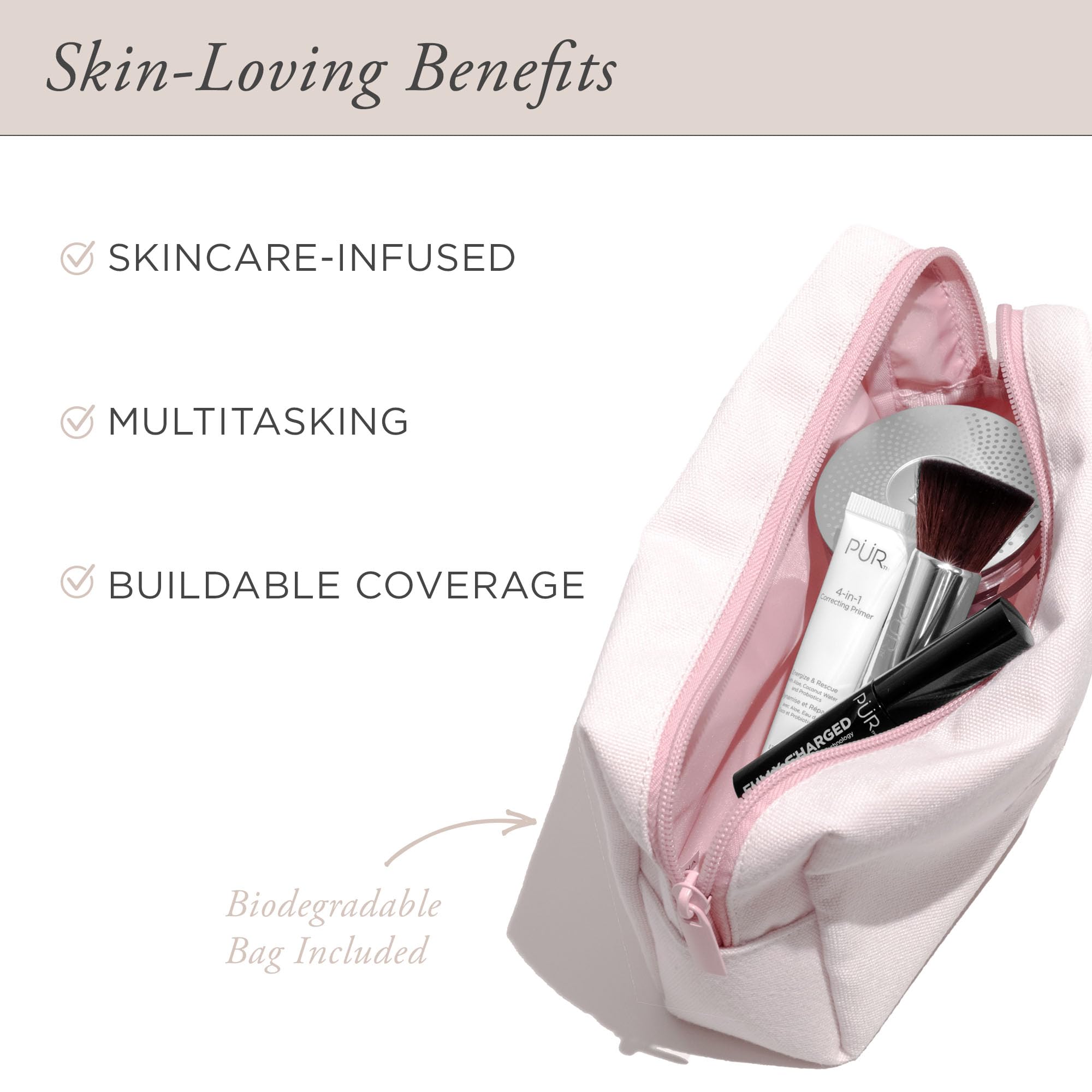 PÜR Multitasking Essentials Best Sellers Kit - 4-in-1 Makeup Set for Flawless Skin | Foundation, Concealer, Primer & Highlighter | Perfect for Daily Use, Special Occasions & Travel