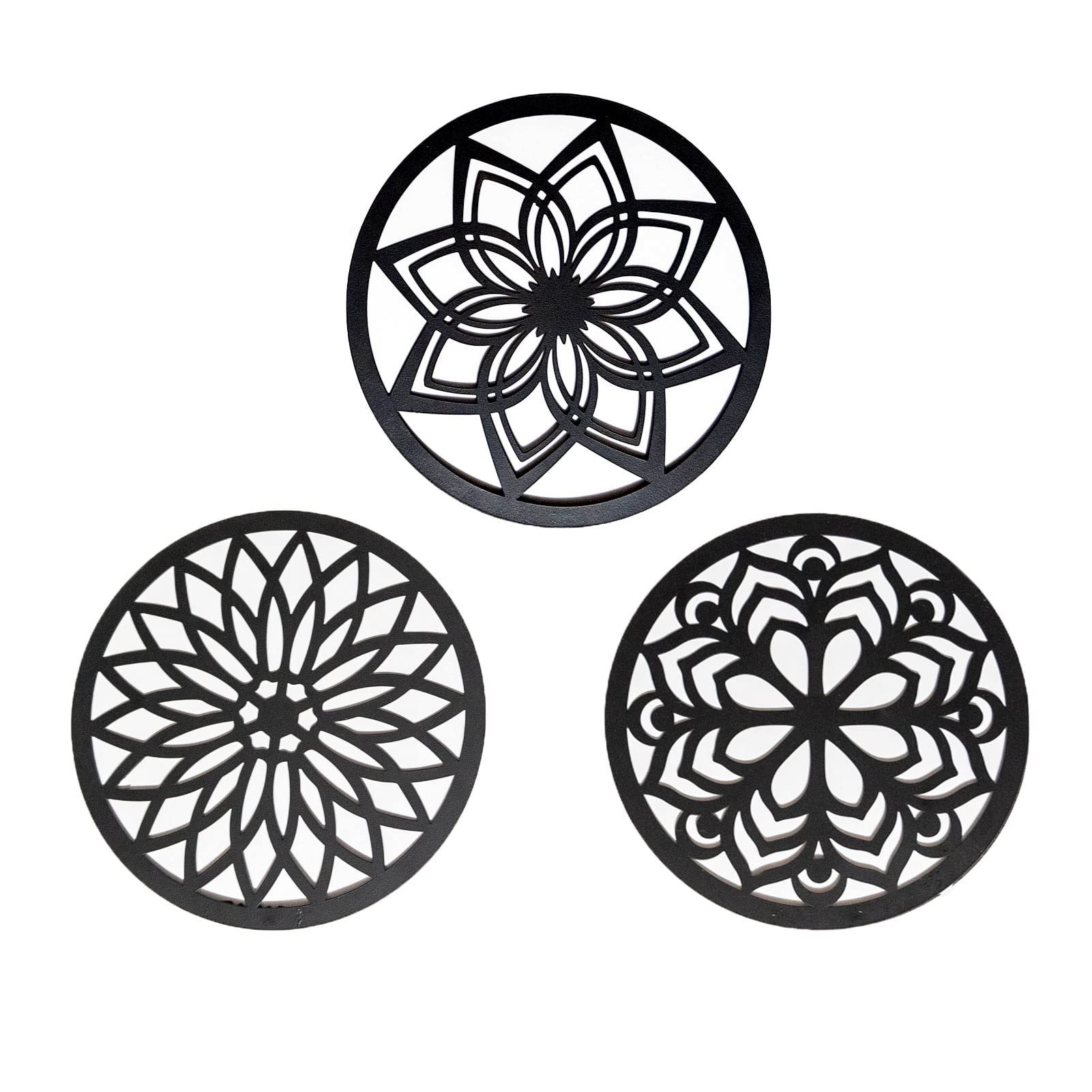 EYONGLION Mandala Metal Wall Decor Set of 3 - Geometric Flower Wall Art for Living Room, Bedroom, Office - Boho Farmhouse Decor for Home & Gifts