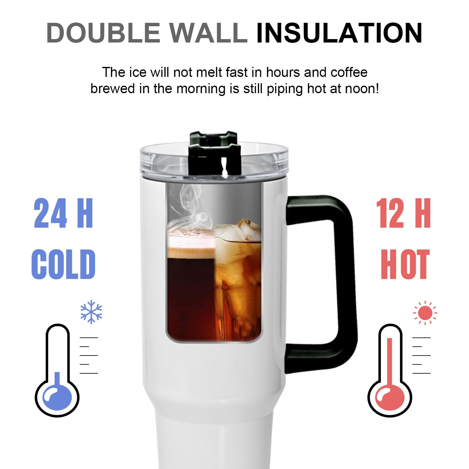 40oz Stainless Steel Sublimation Tumbler with Handle & Lid - 20 Pack Colorful Double Wall Vacuum Insulated Travel Mugs - Keeps Drinks Hot/Cold for Hours - Perfect for Coffee, Iced Tea, Water & Outdoor Activities (Camping, Gym, Office)