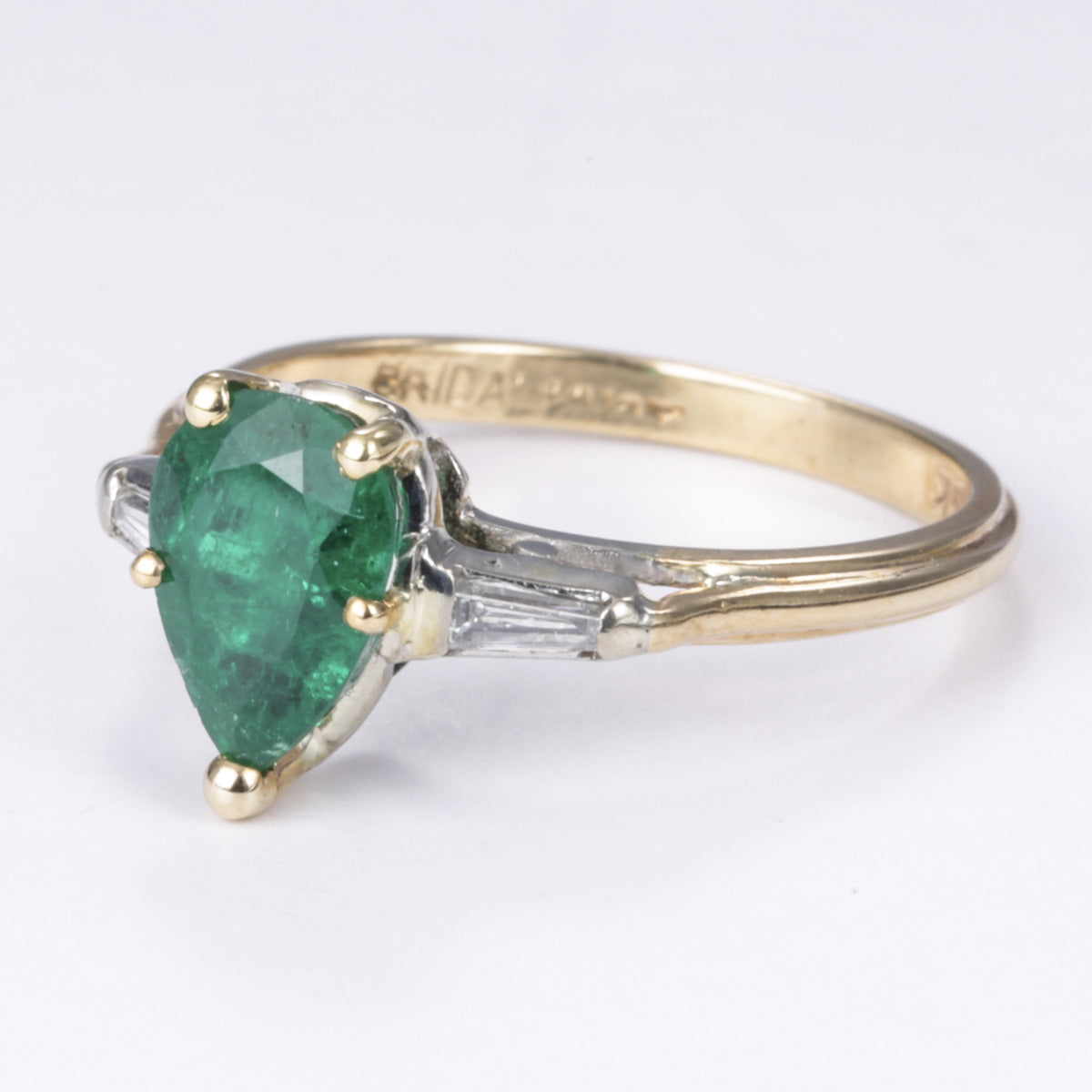 14K Yellow & White Gold Emerald and Diamond Ring - 1.05ct Emerald & 0.10ctw Diamonds - Size 5.75 - Elegant Engagement, Wedding & Anniversary Jewelry Gift