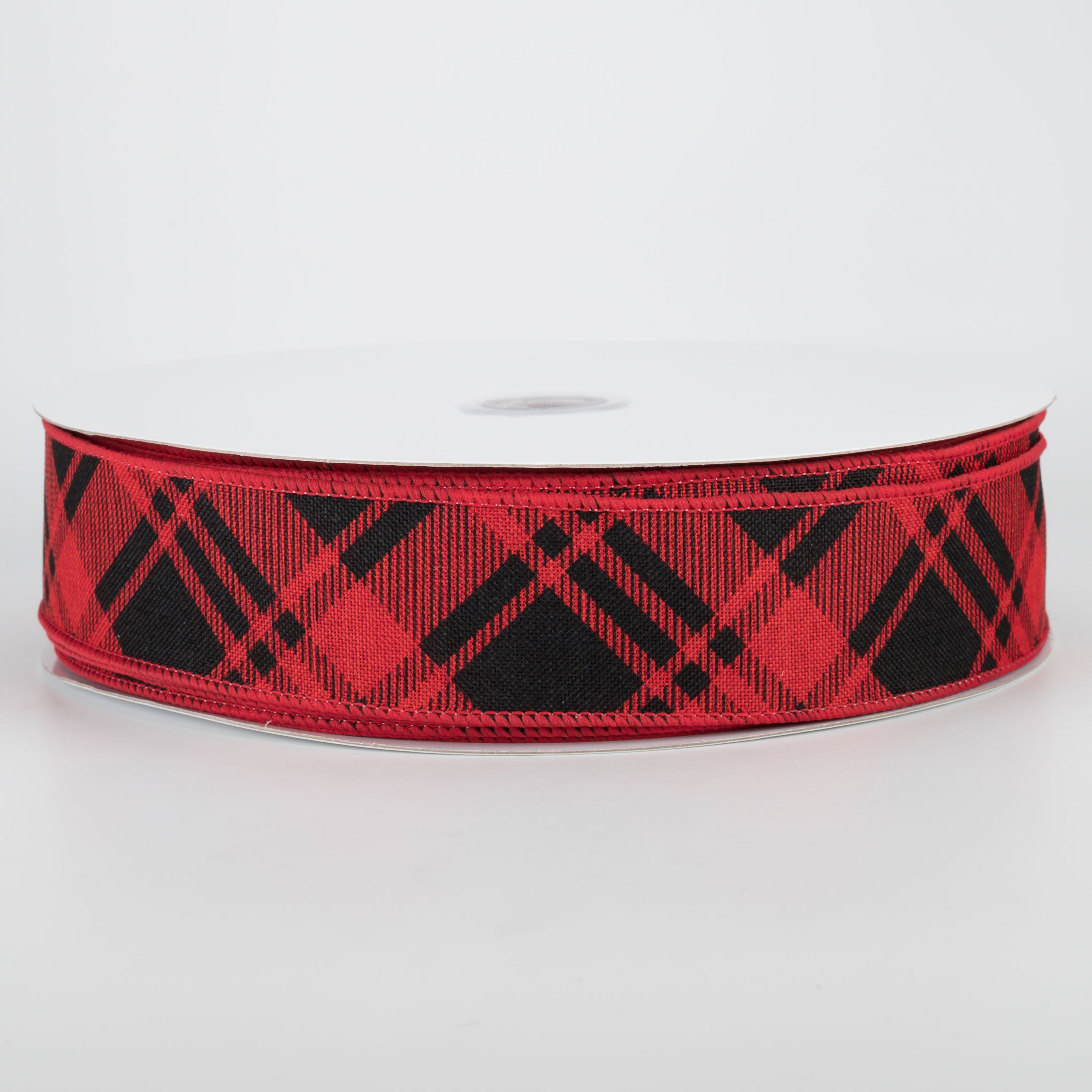 1.5 Inch Diagonal Stripe Check Ribbon - Red & Black Grosgrain Ribbon (50 Yards) for Gift Wrapping, Crafts, Hair Bows, and DIY Decorations
