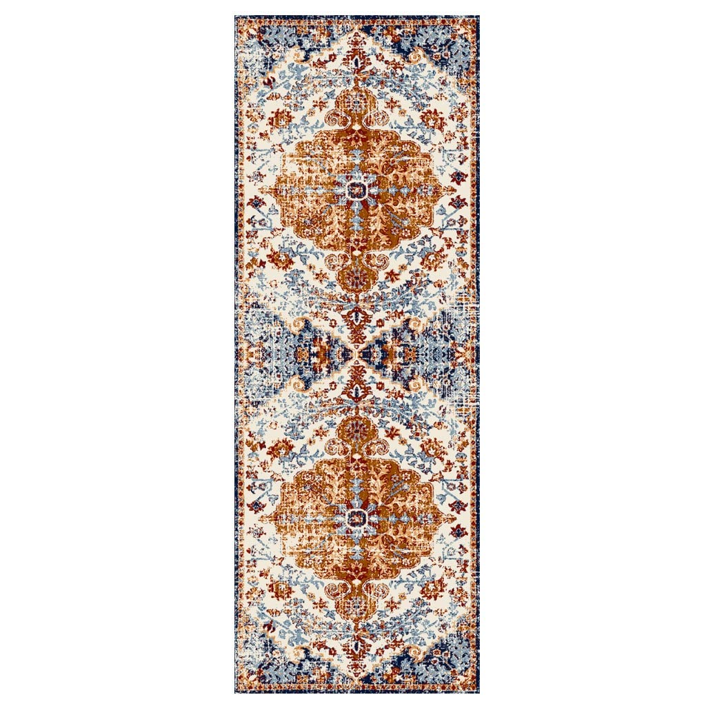 Vintage Short Pile Runner Rug 2'x13' - Non-Slip TPR Rubber Backing, Washable Hallway & Laundry Room Rug - Boho Kitchen Entryway Mat, Customizable Size - Perfect for High-Traffic Areas & Cozy Home Decor