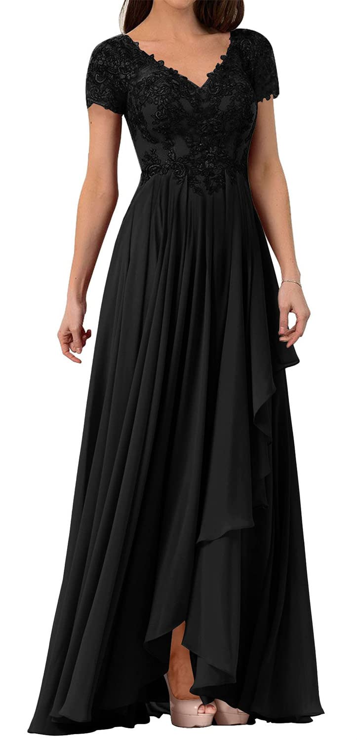Elegant Mother of The Bride Dress - Lace Formal Evening Gown with Chiffon Details | Wedding Guest Dress for Women | Short Sleeves | Perfect for Weddings, Parties & Special Occasions