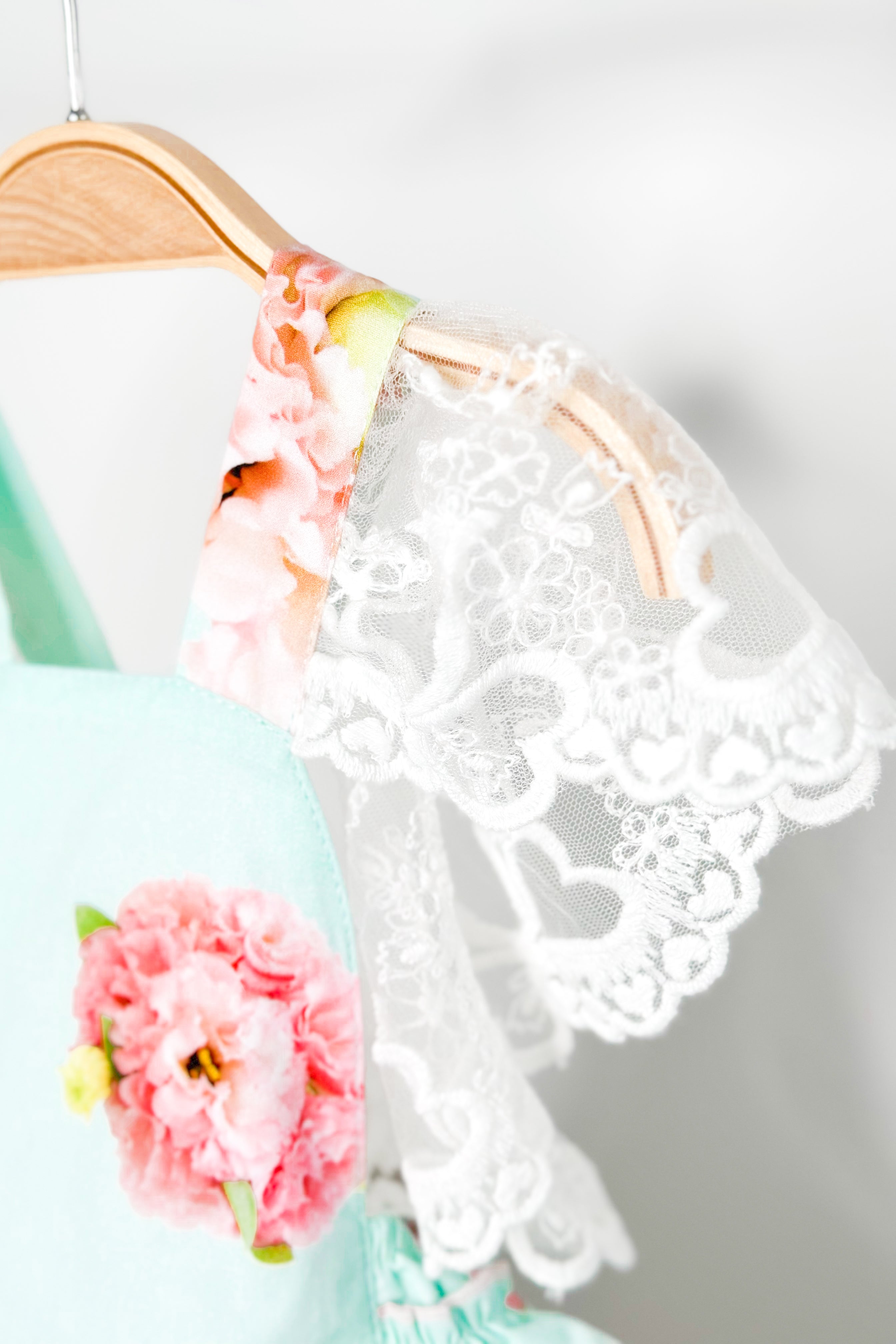 Stylish Peaches Aquamarine Pink Peony Lace Dungaree Romper Jumpsuit for Women - Perfect for Summer Outfits, Beach Vacations & Boho Fashion
