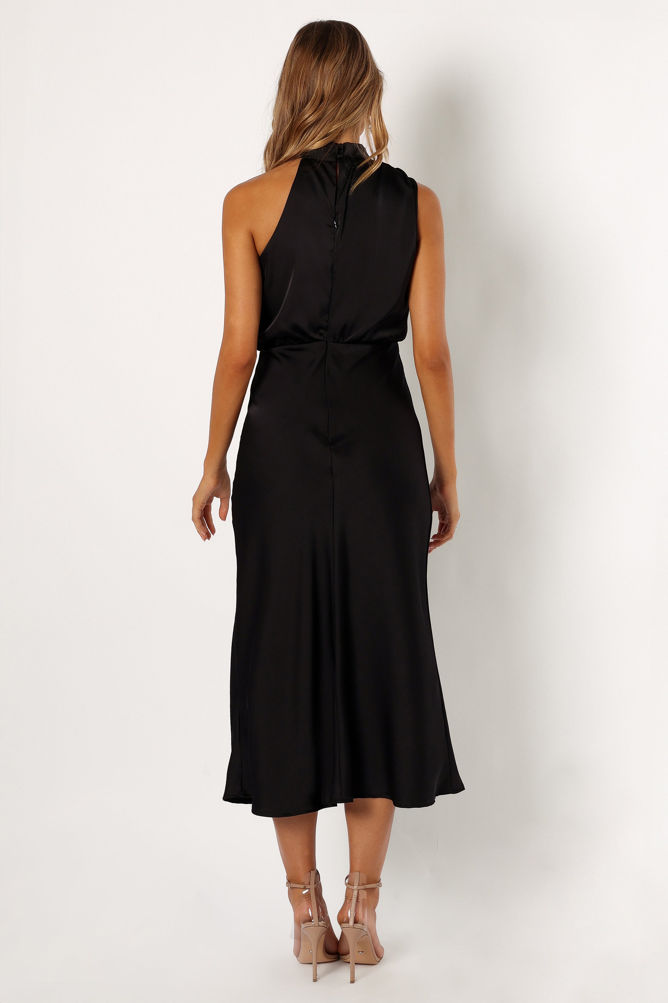Anabelle Women's Halter Neck Midi Dress - Elegant Black Summer Dress for Casual Wear, Beach Vacation & Evening Parties